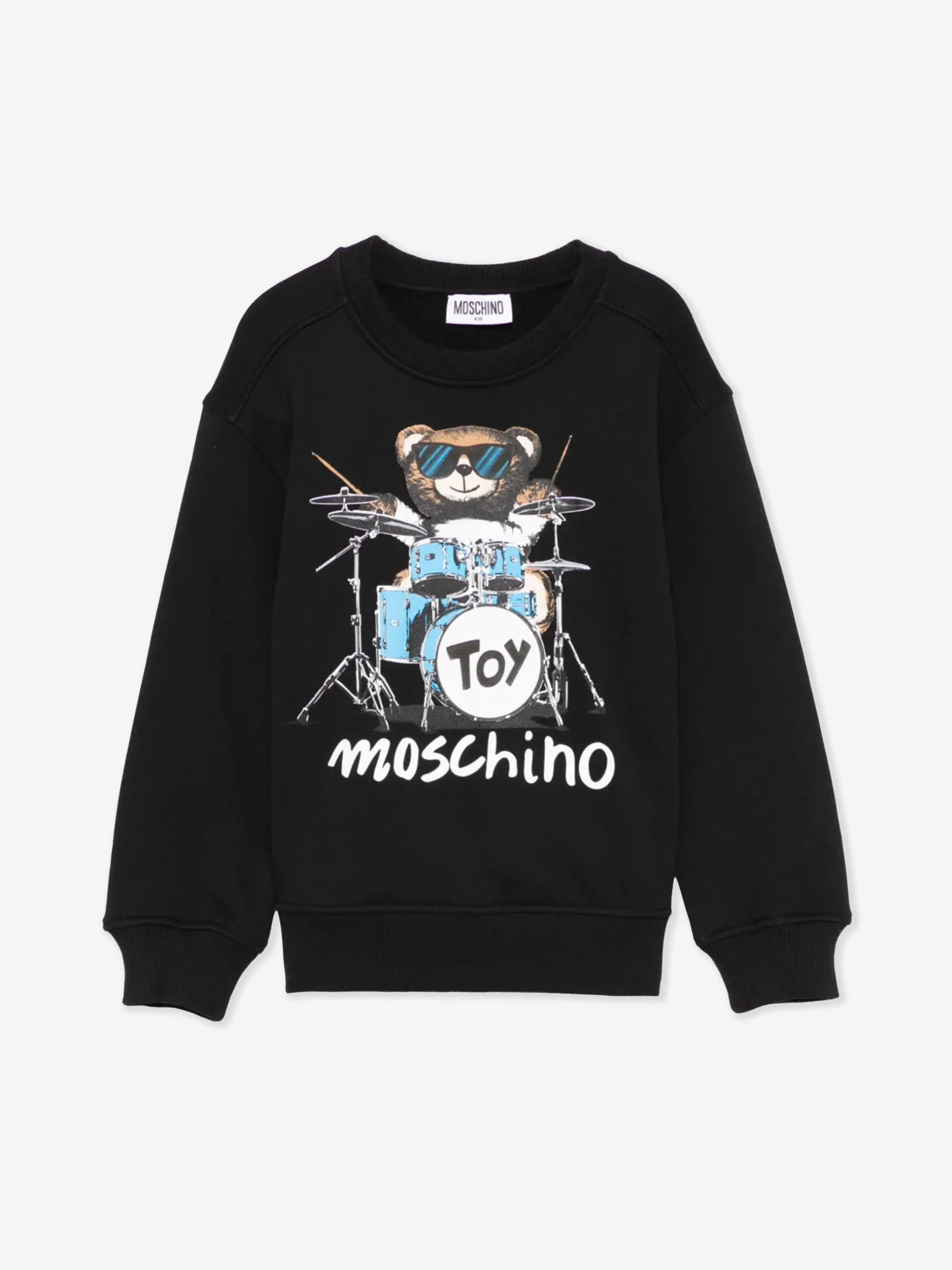 Kids Drummer Bear Sweatshirt in Black