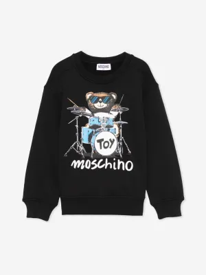 Kids Drummer Bear Sweatshirt in Black