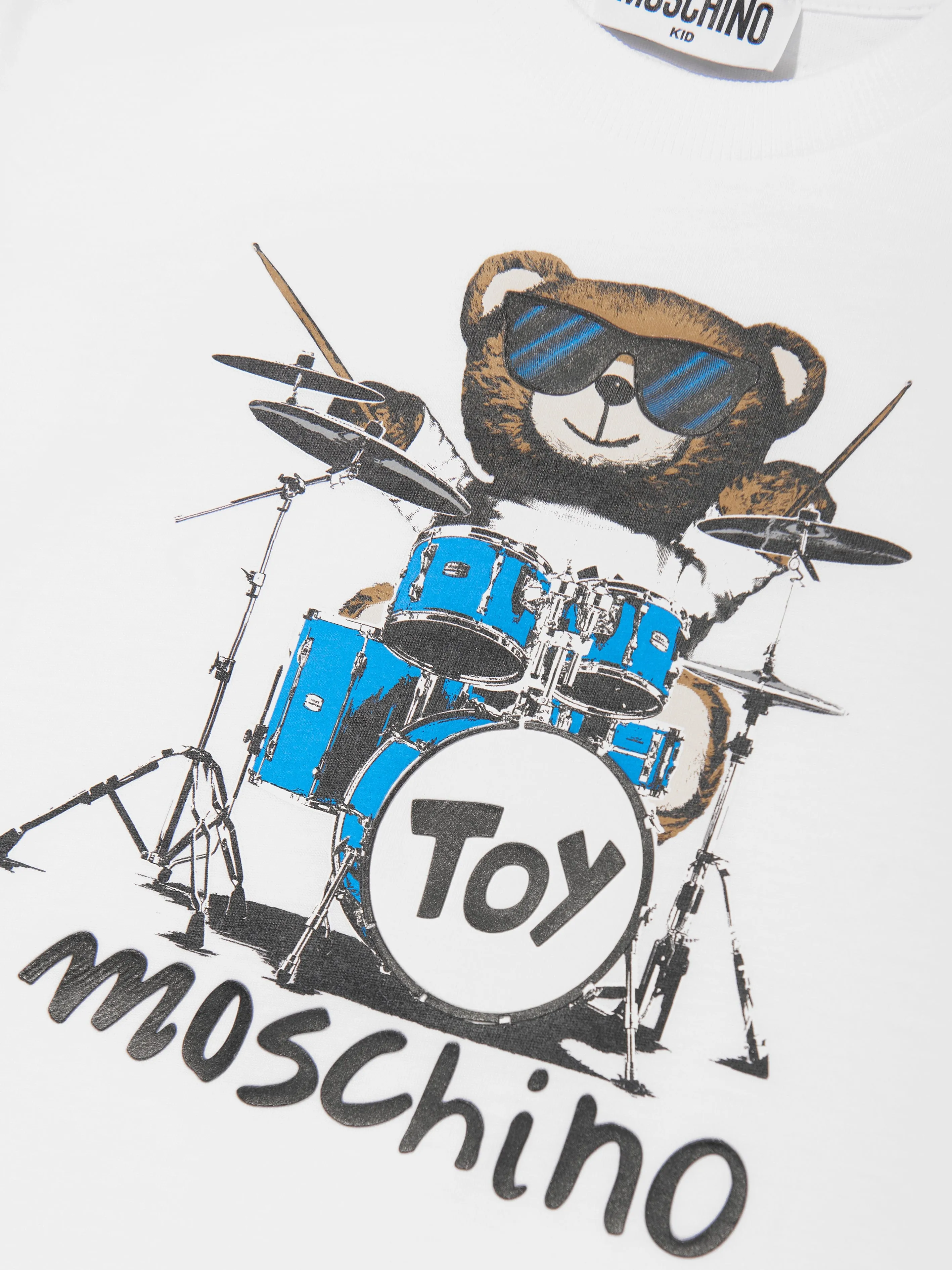 Kids Drummer Bear T-Shirt in White