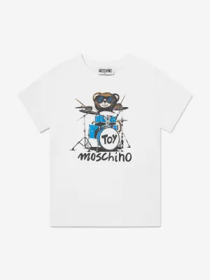 Kids Drummer Bear T-Shirt in White