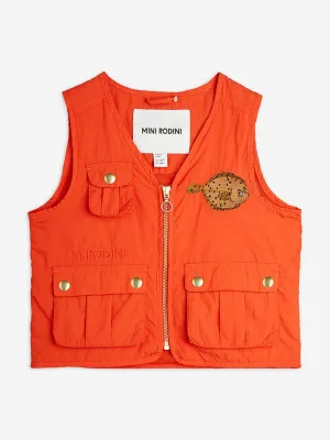 Kids Flundra Embroidered Utility Vest in Orange