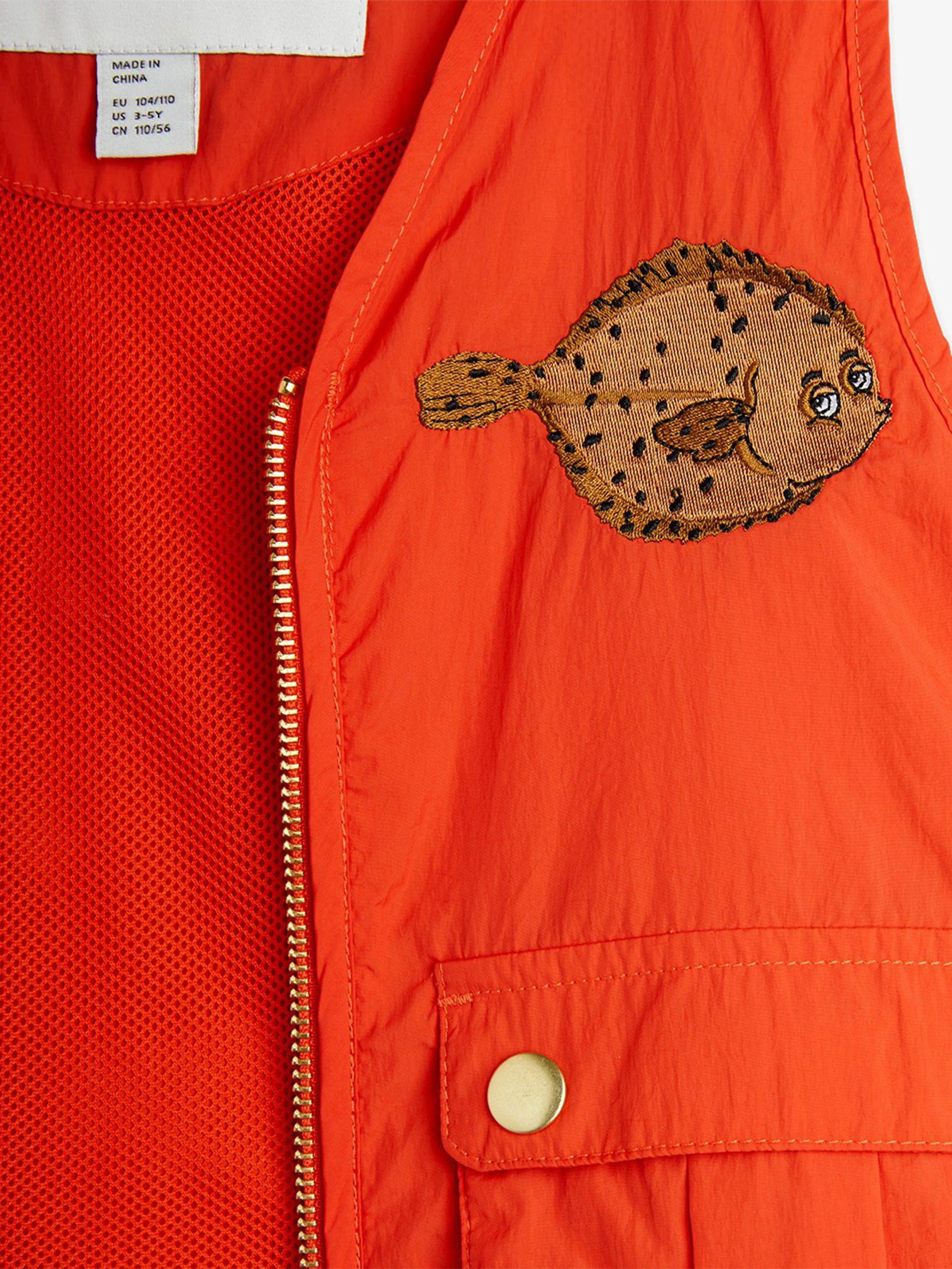 Kids Flundra Embroidered Utility Vest in Orange