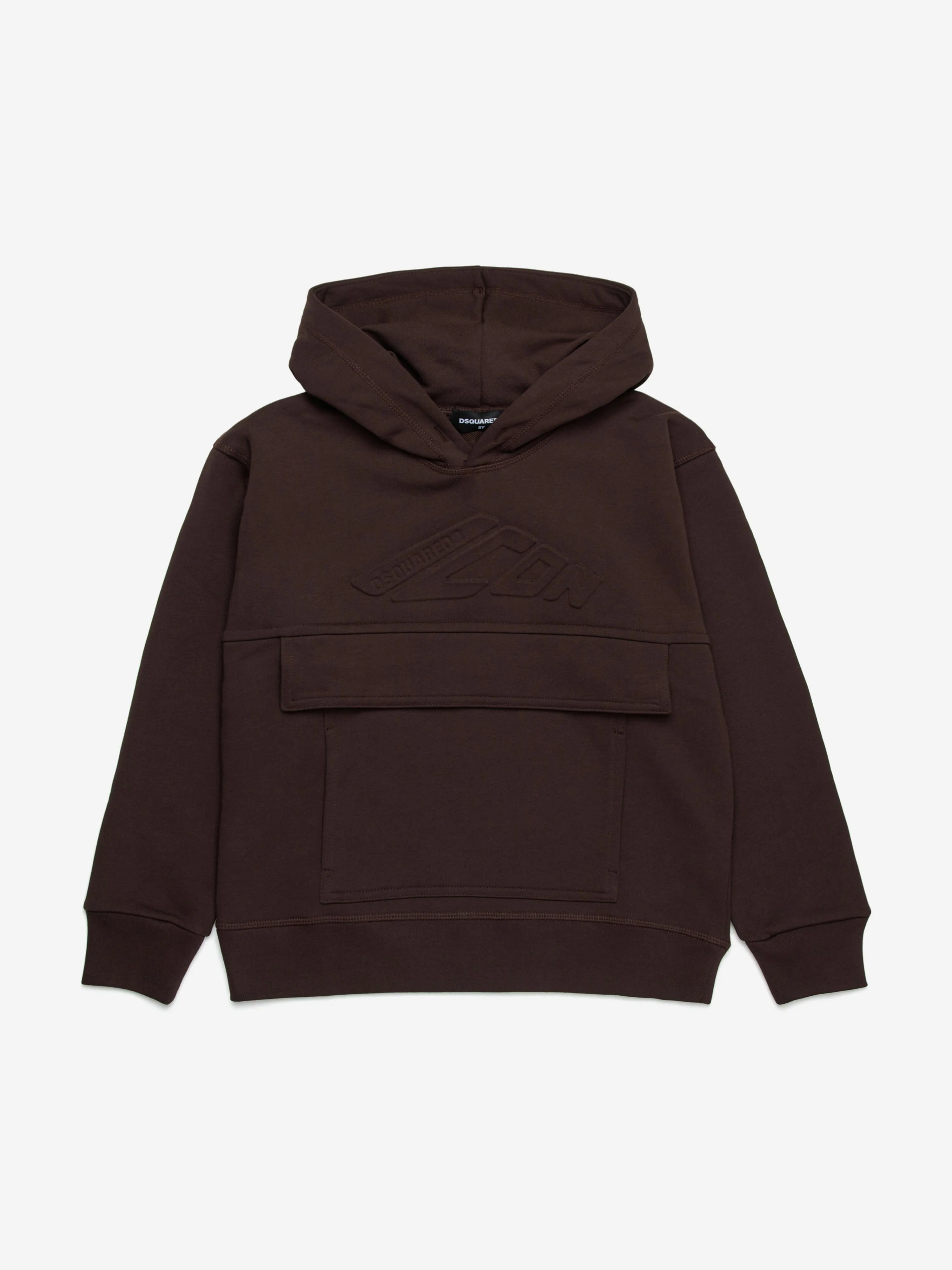 Kids Icon Pocket Hoodie in Brown