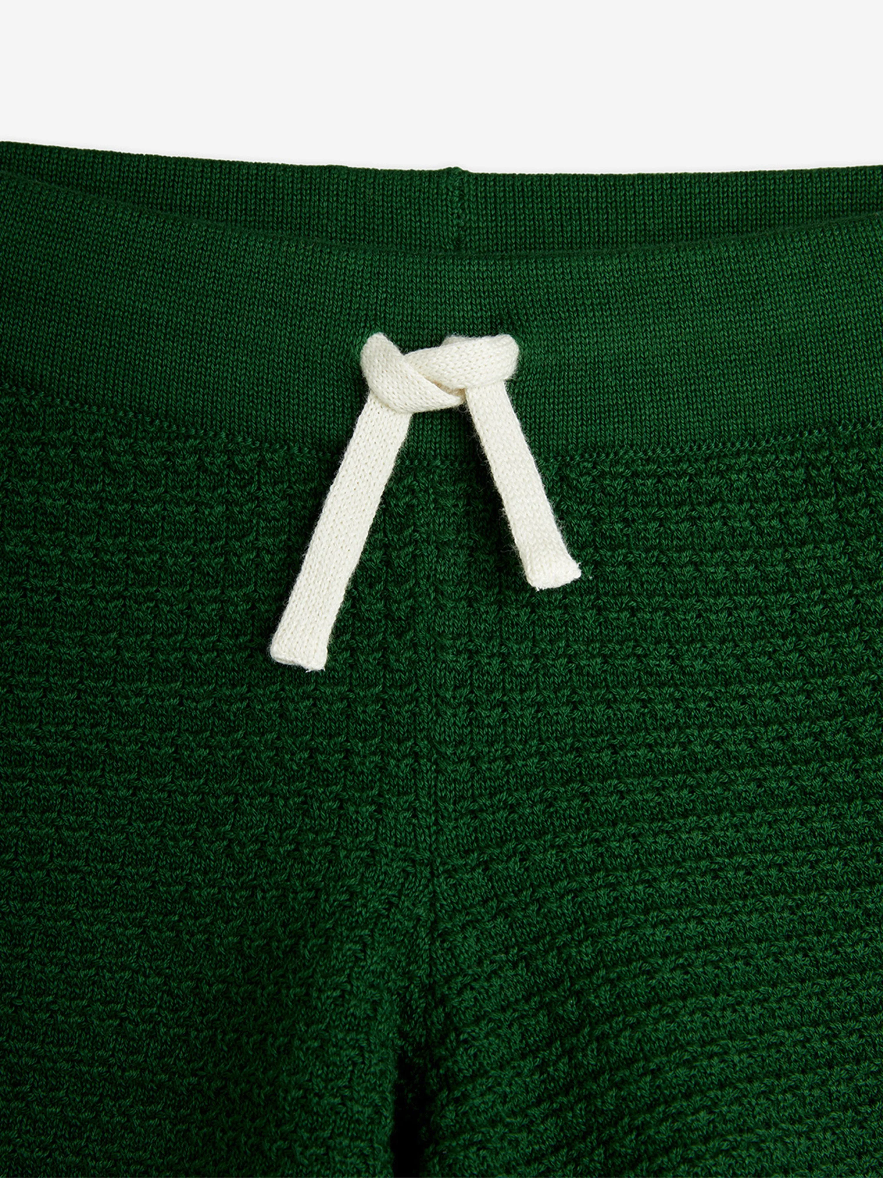 Kids Lizard Patch Crochet Knit Shorts in Green