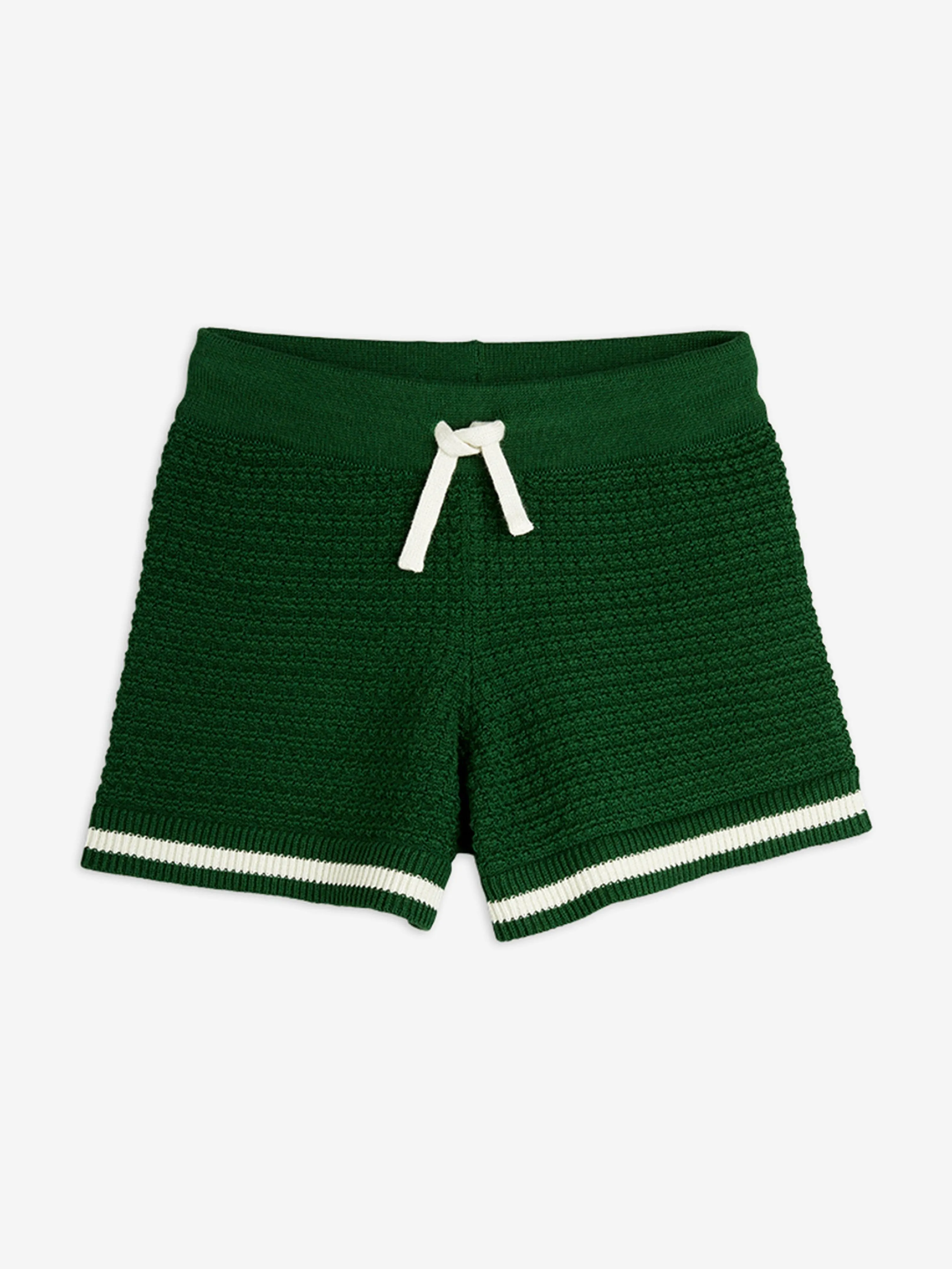 Kids Lizard Patch Crochet Knit Shorts in Green