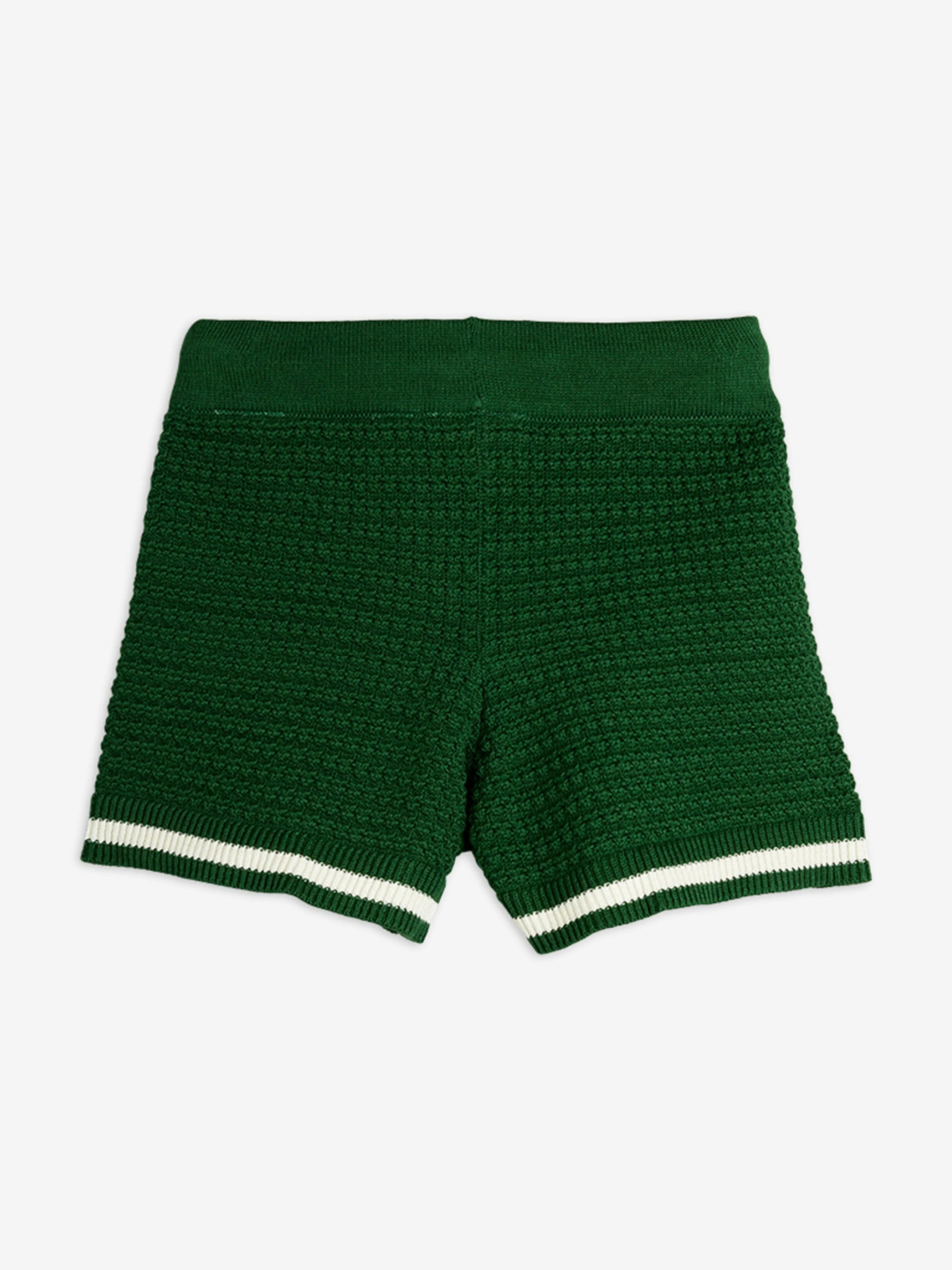 Kids Lizard Patch Crochet Knit Shorts in Green