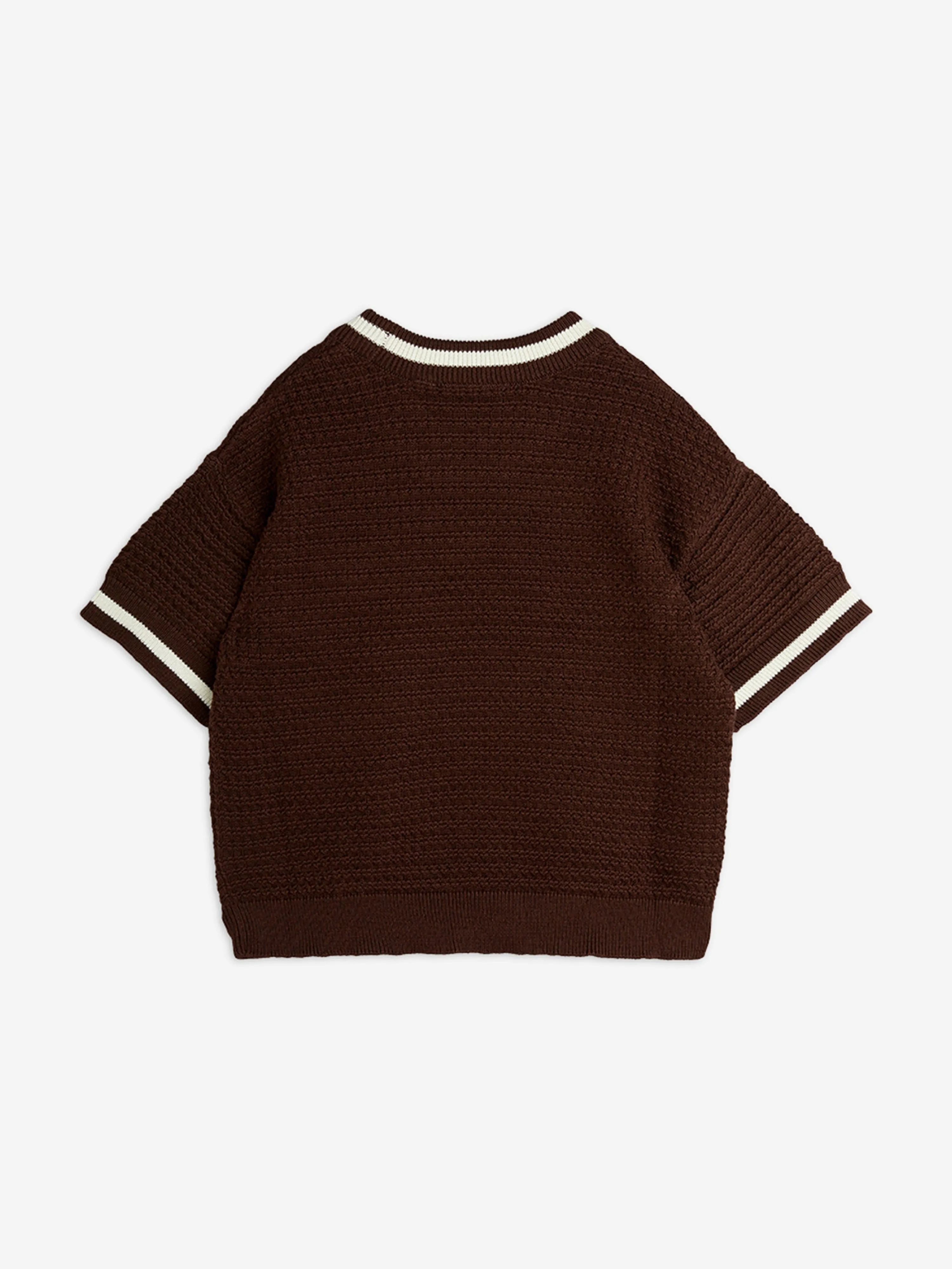 Kids Lizard Patch Crochet Knit T-Shirt in Brown