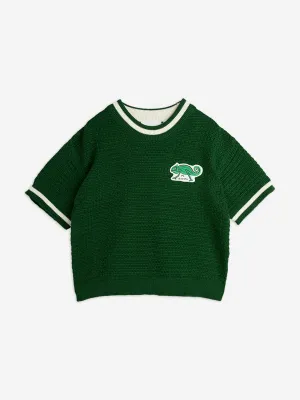 Kids Lizard Patch Crochet Knit T-Shirt in Green