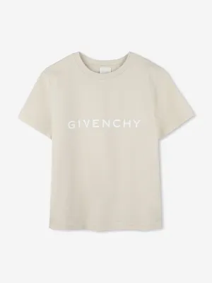 Kids Logo Print T-Shirt in Beige