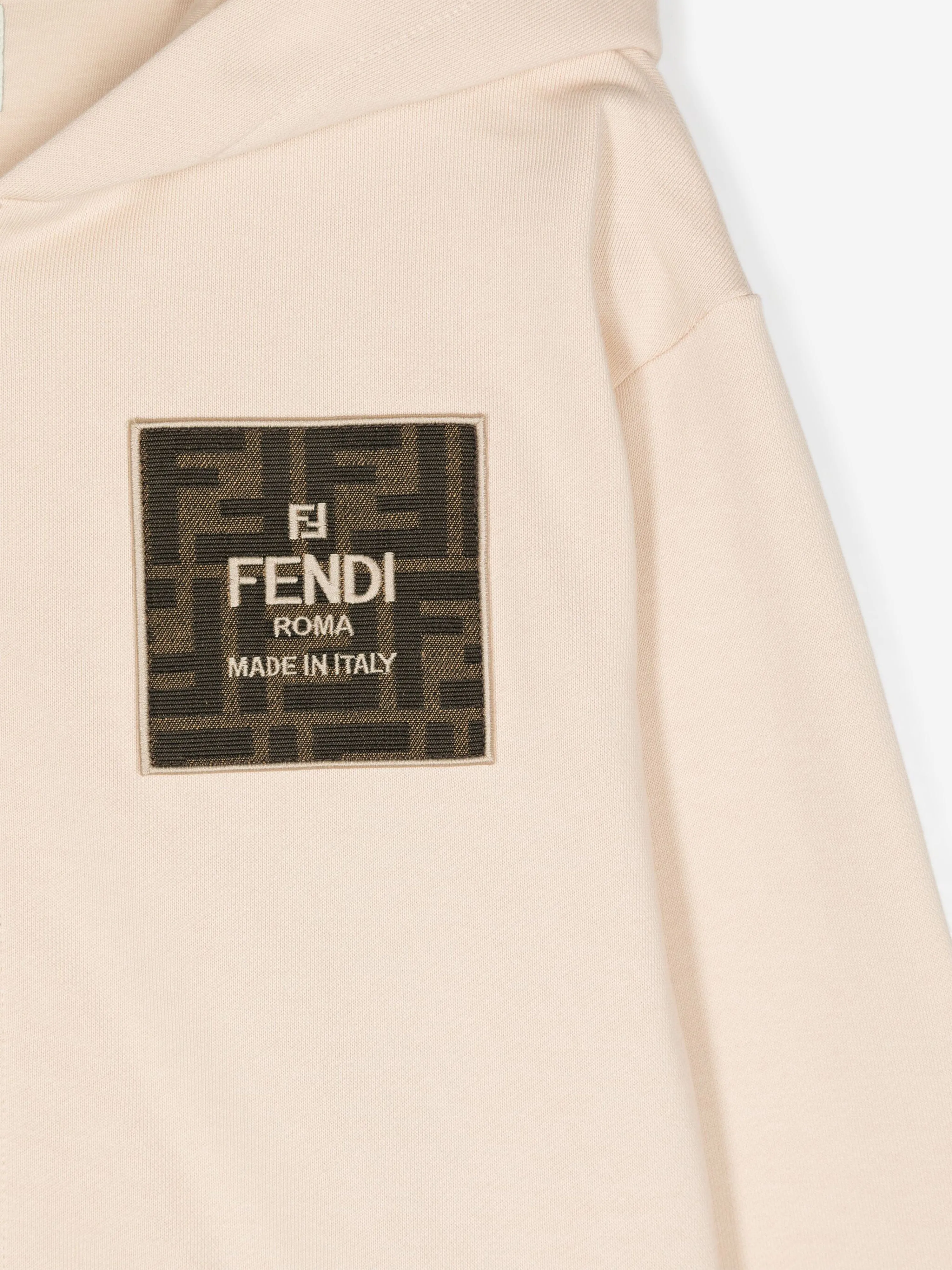 Kids Logo Zip Up Top in Beige
