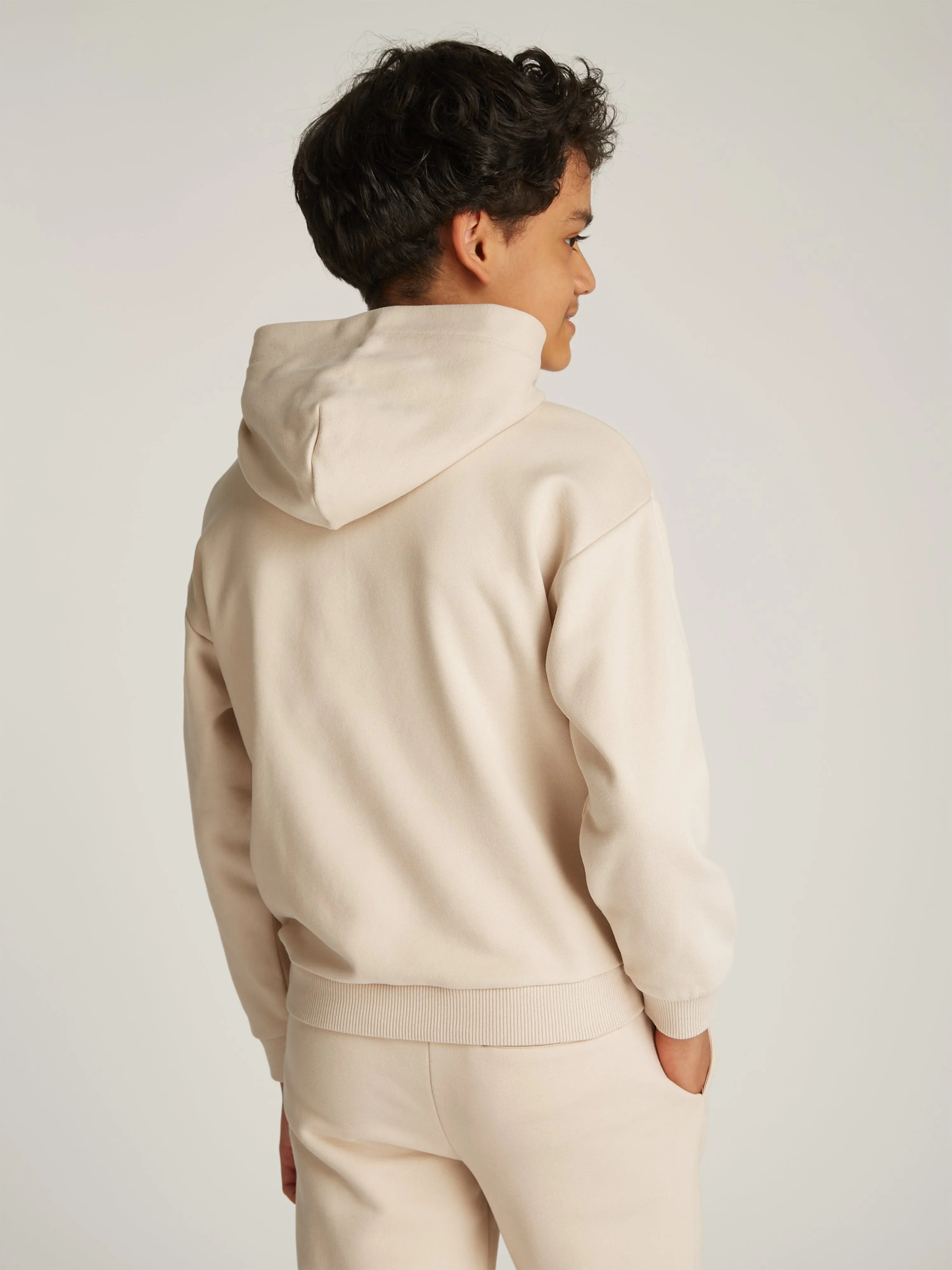 Kids Mini Corp Logo Hoodie in Beige