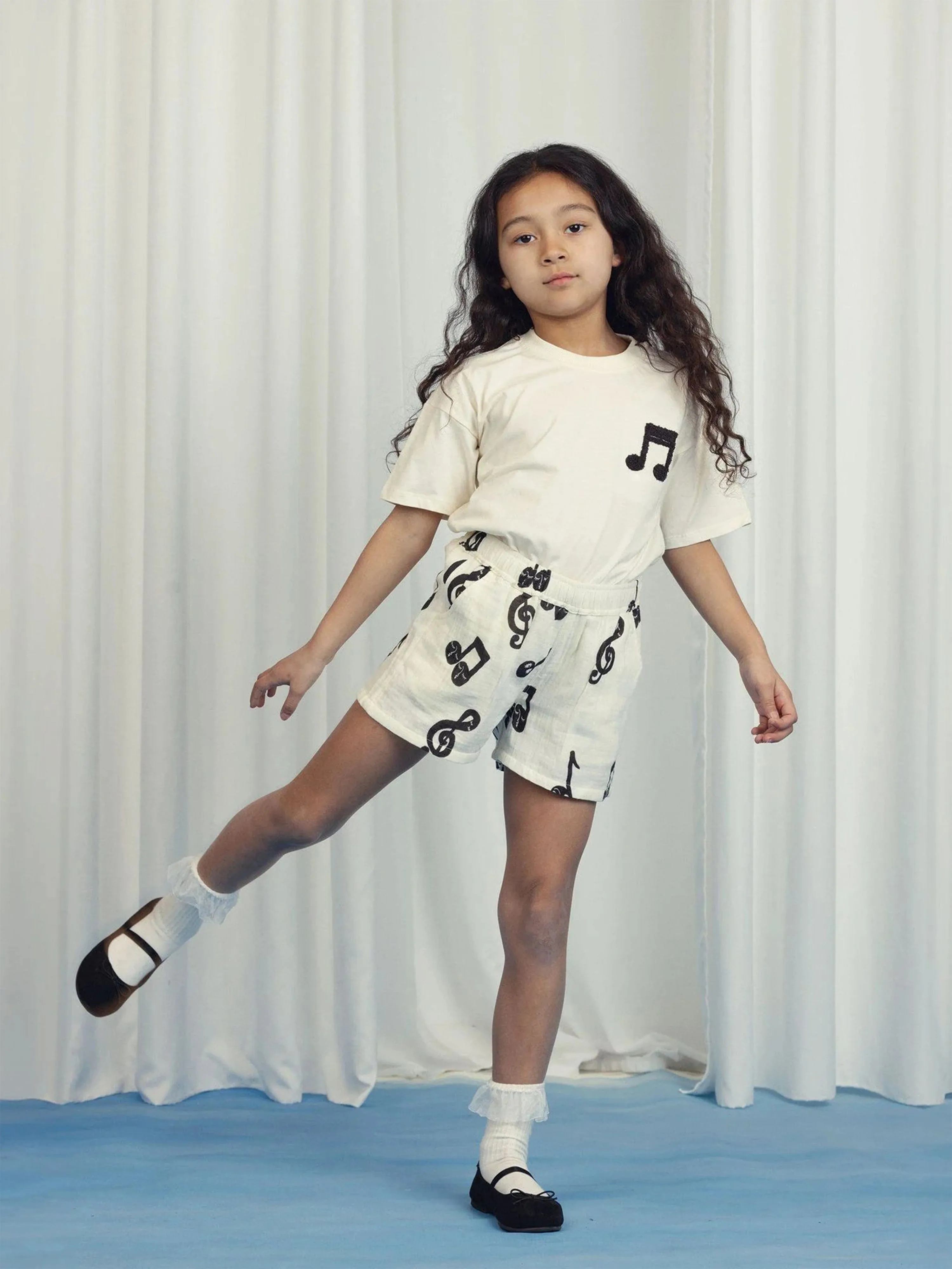 Kids Note AOP Muslin Shorts in White