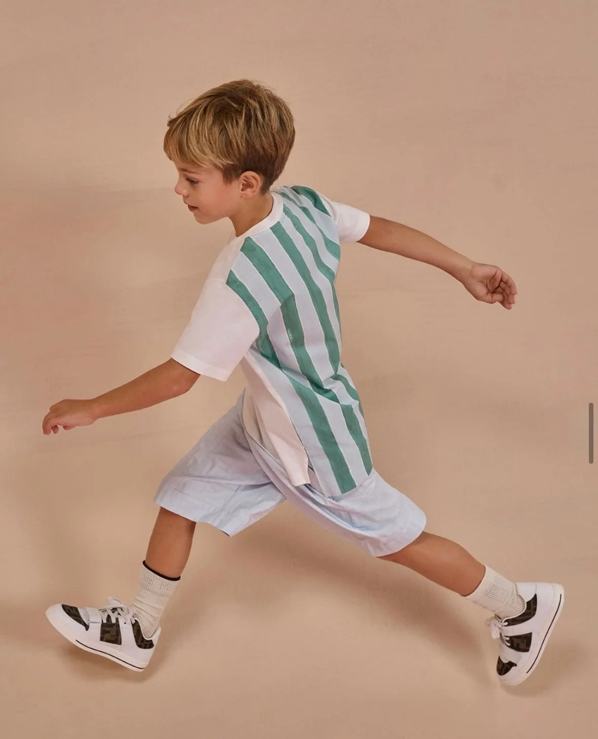 Kids Pequin Print T-Shirt in Blue