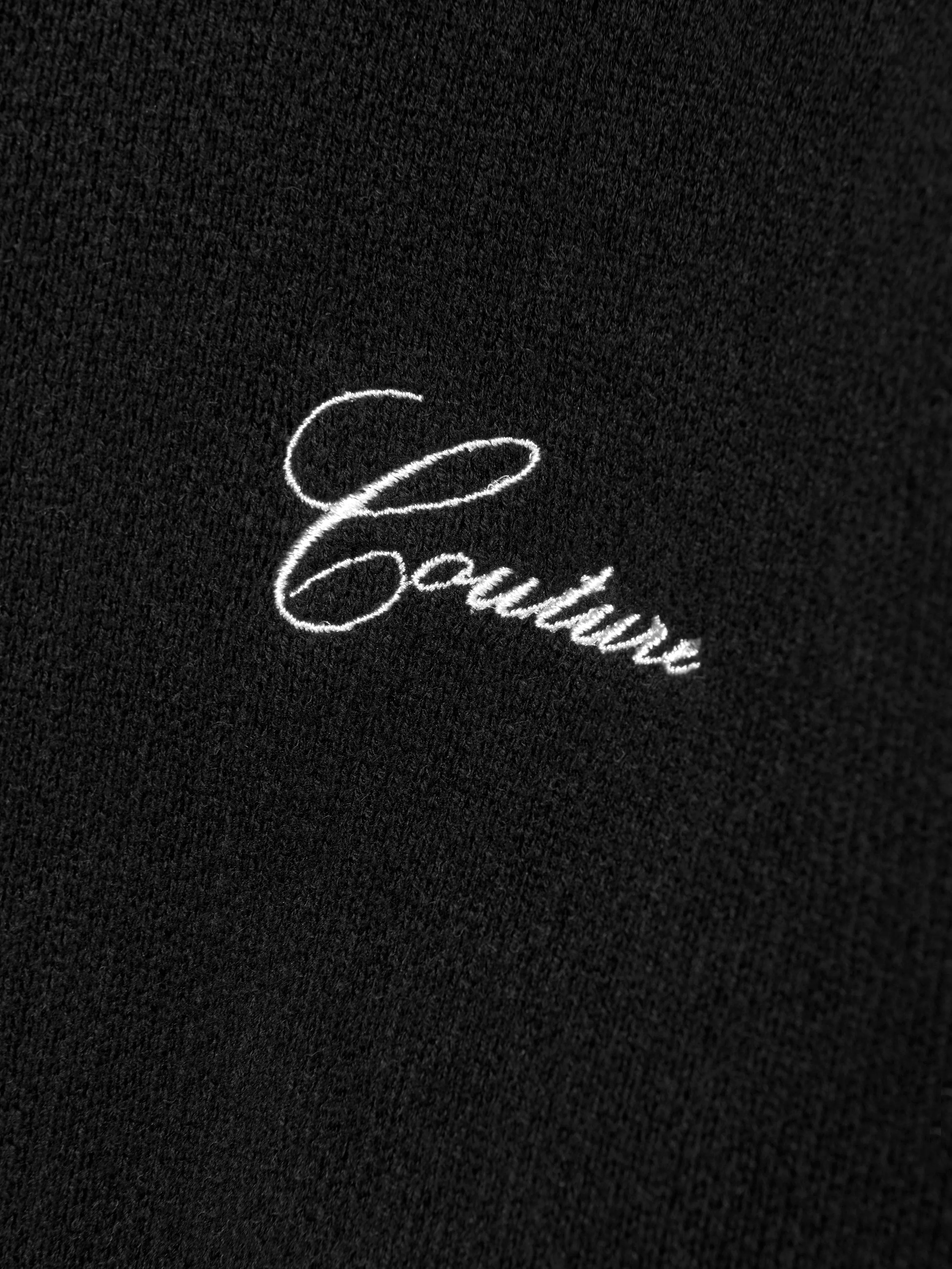 Kids Side Stripe Knitted Zip Through in Black