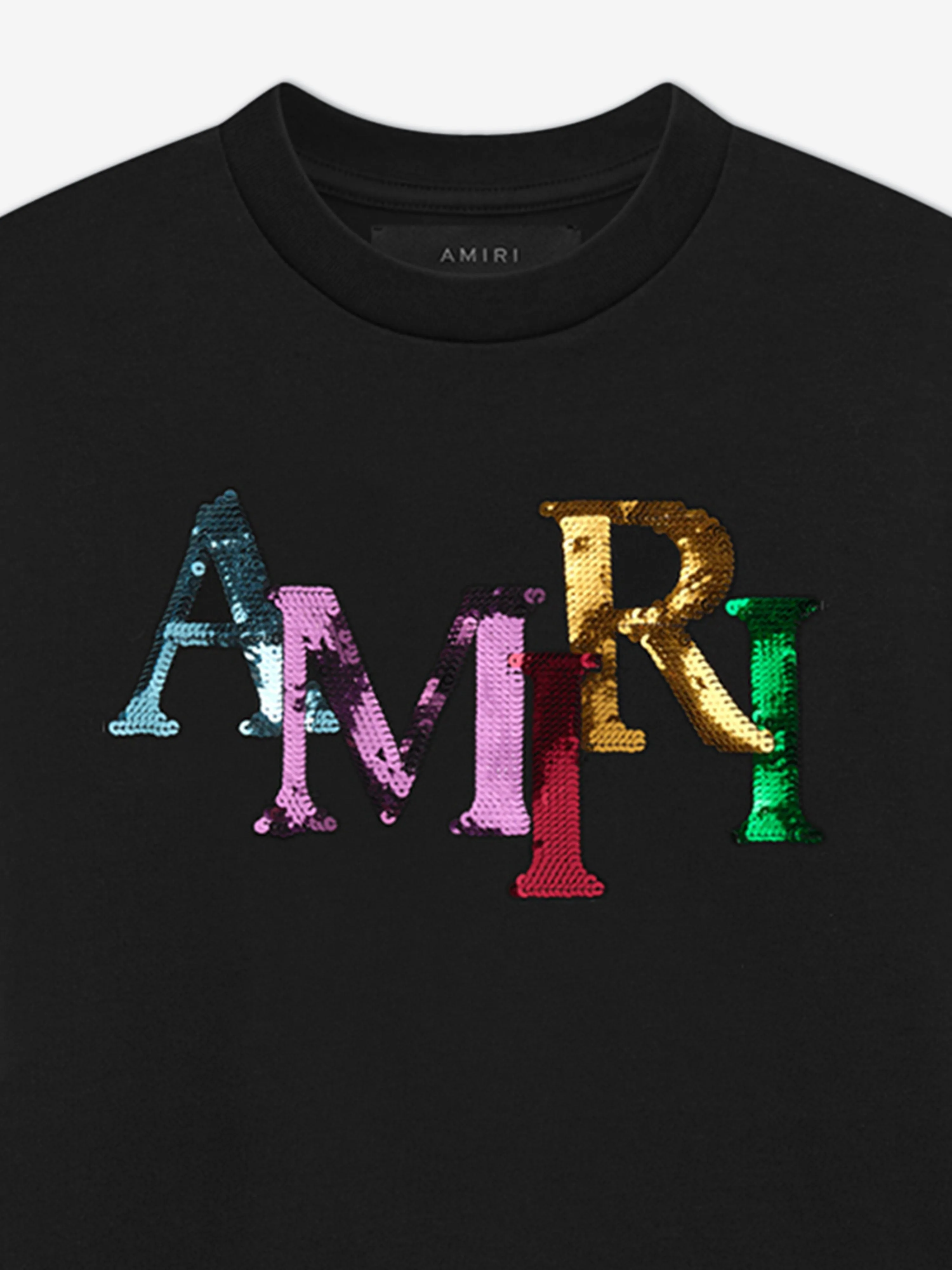 Kids Staggered Sequin T-Shirt in Black
