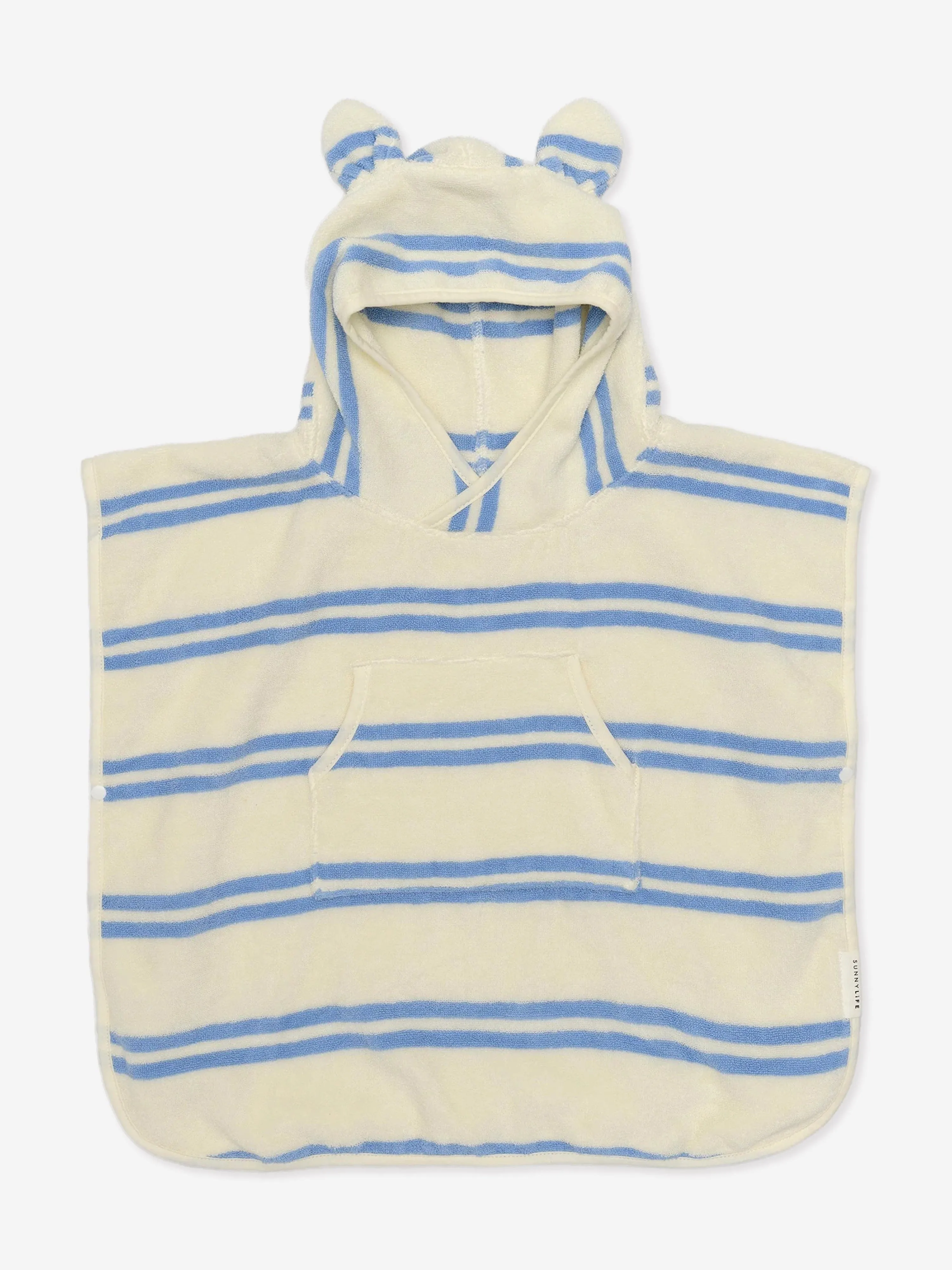 Kids Striped Character Hooded Towel Sid the Seagull in Blue (86cm)