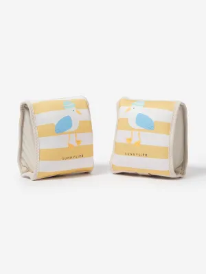 Kids Striped Neoprene Arm Bands Sid the Seagull in Yellow (30cm)