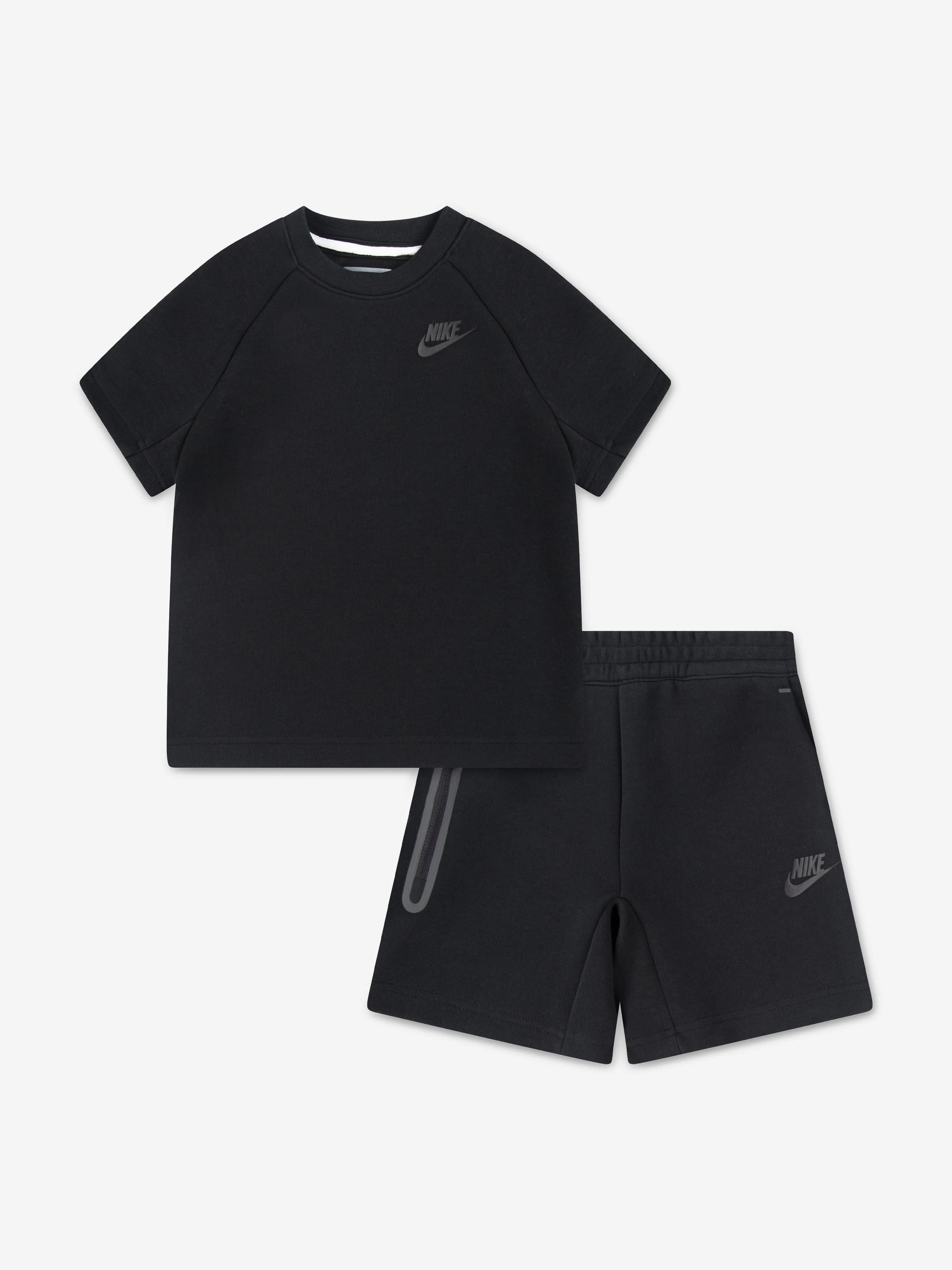 Kids Tech Fleece T-Shirt and Shorts Set in Black