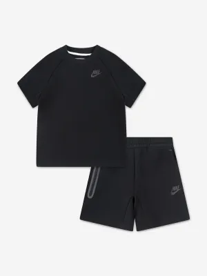Kids Tech Fleece T-Shirt and Shorts Set in Black