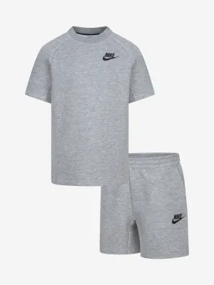 Kids Tech Fleece T-Shirt and Shorts Set in Grey