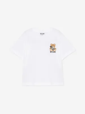 Kids Teddy Bear Logo T-Shirt in White