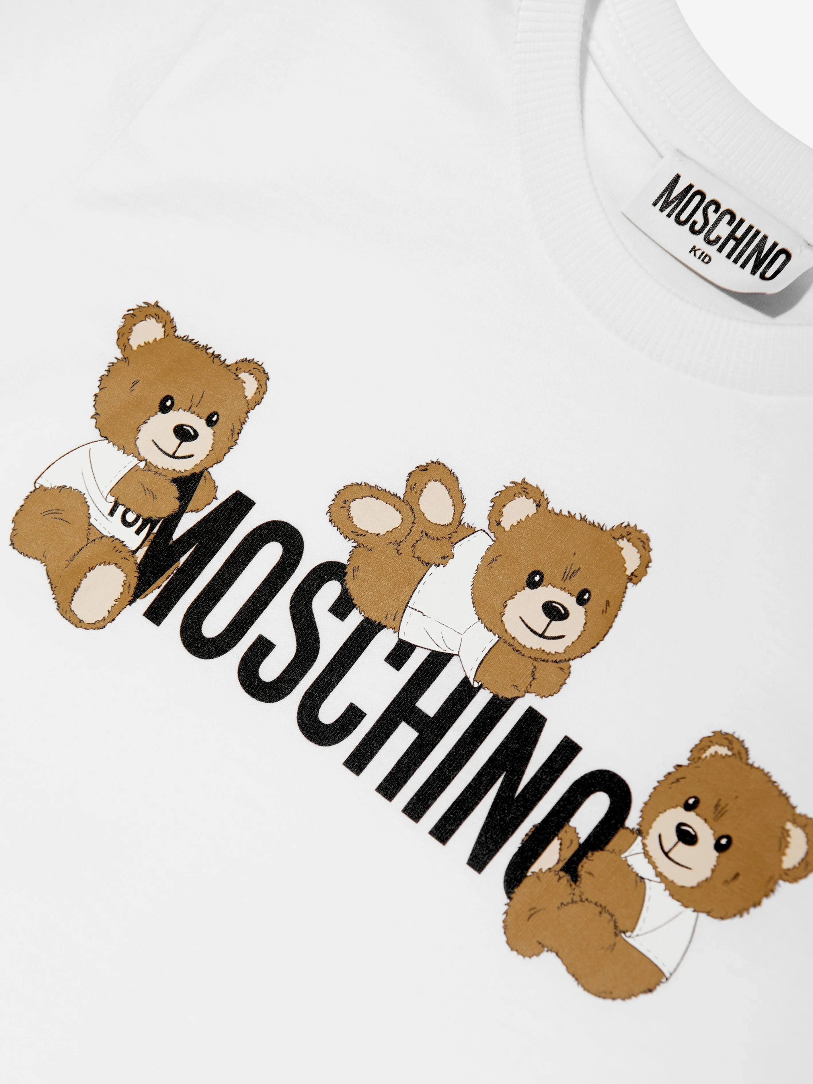 Kids Teddy Bear Logo T-Shirt in White