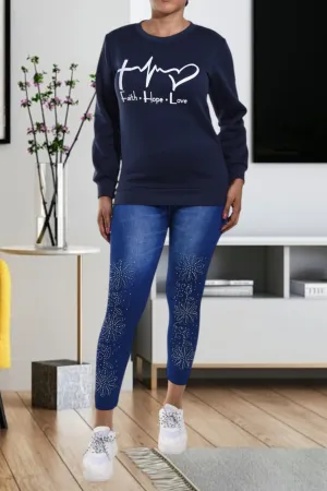Ladies Love Navy Sweater