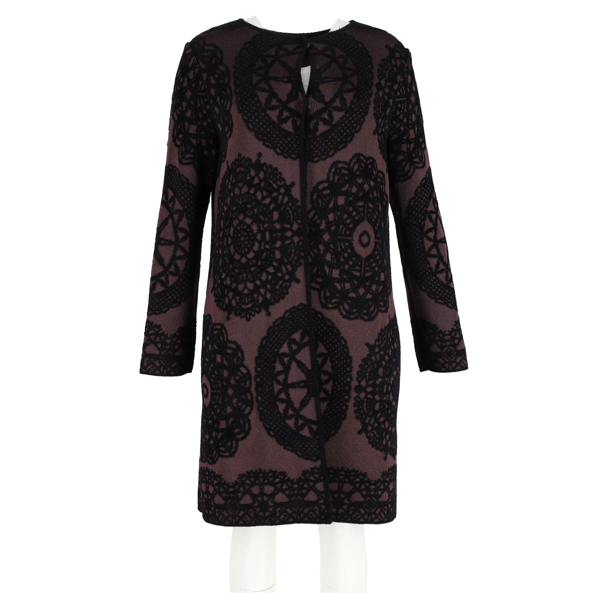 M Missoni Patterned Knit Short Coat in Brown Viscose