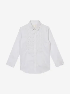 Maison Ava Boys Embroidered Tristan Shirt in White