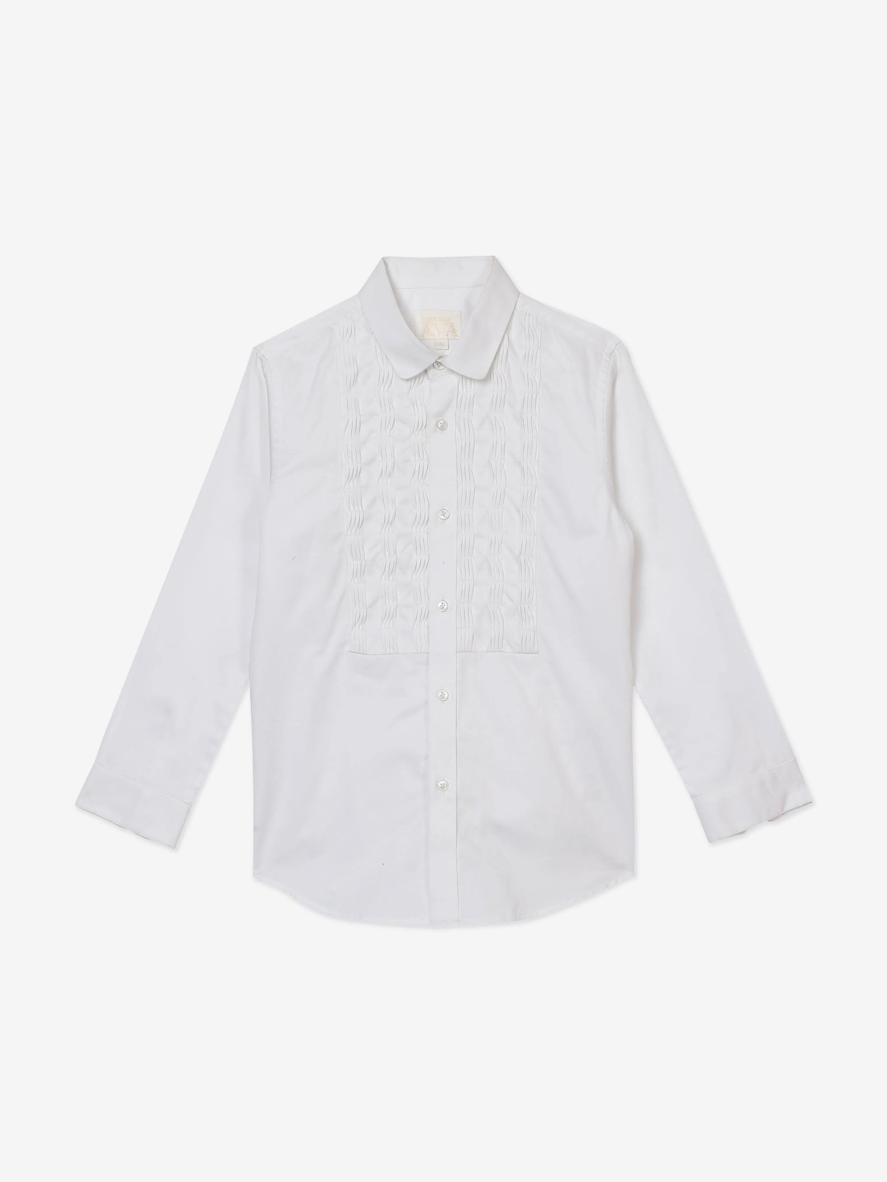 Maison Ava Boys Embroidered Tristan Shirt in White