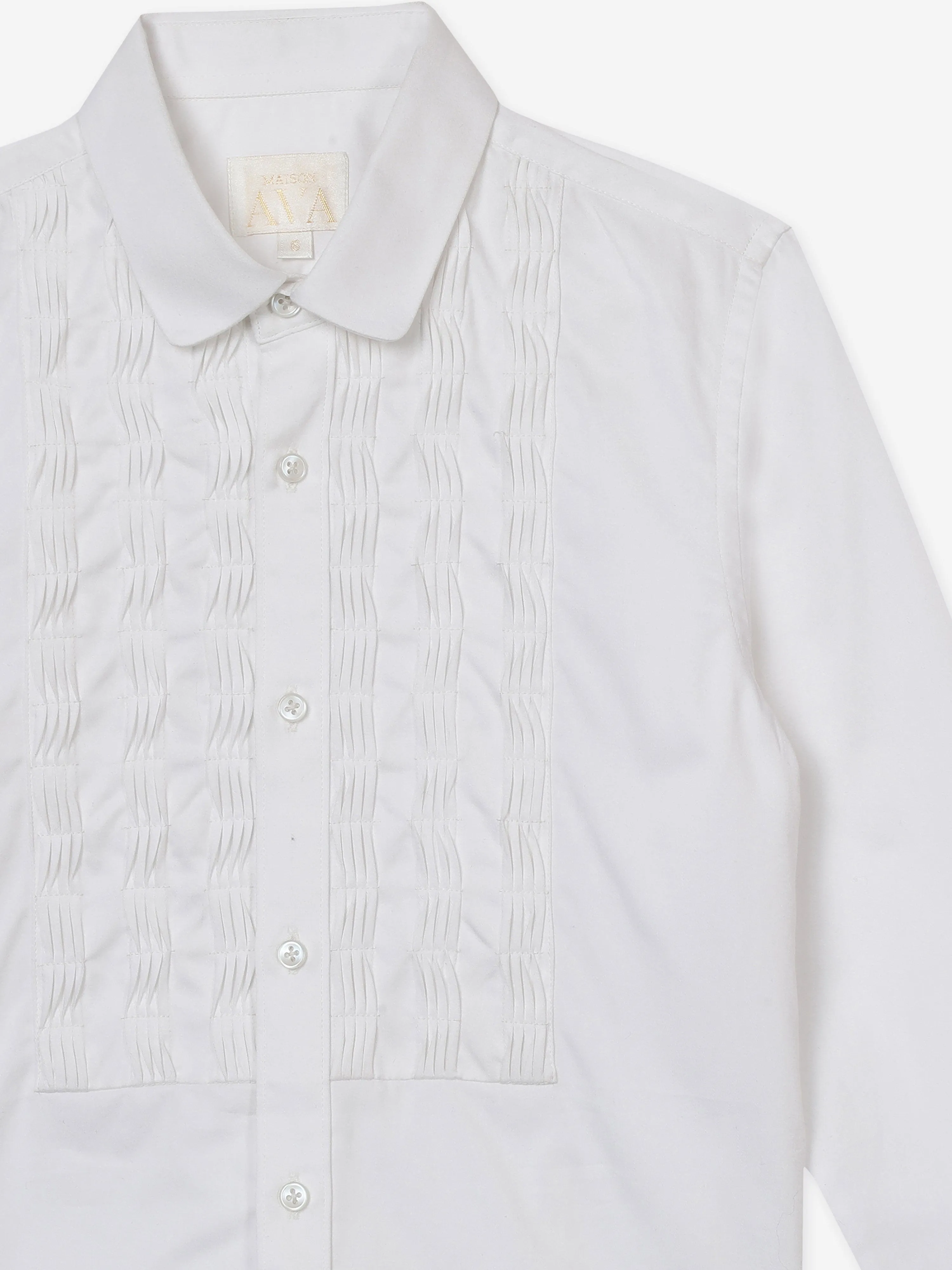Maison Ava Boys Embroidered Tristan Shirt in White