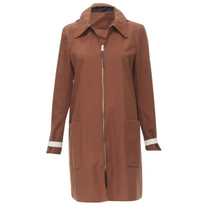Marni brick cotton strapped cuff zip hooded overcoat