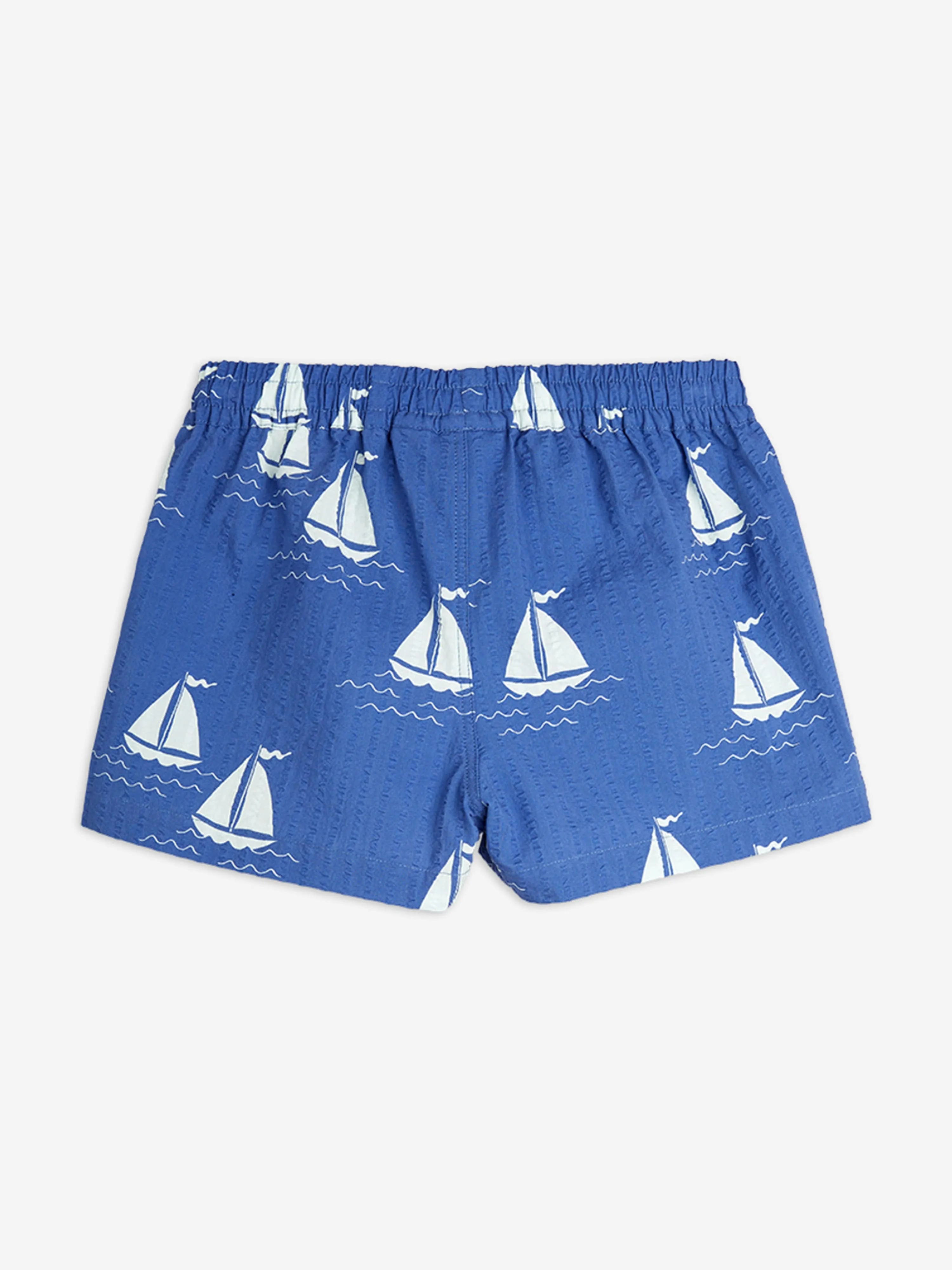 Mini Rodini Boys Sailing Boats AOP Shorts in Blue
