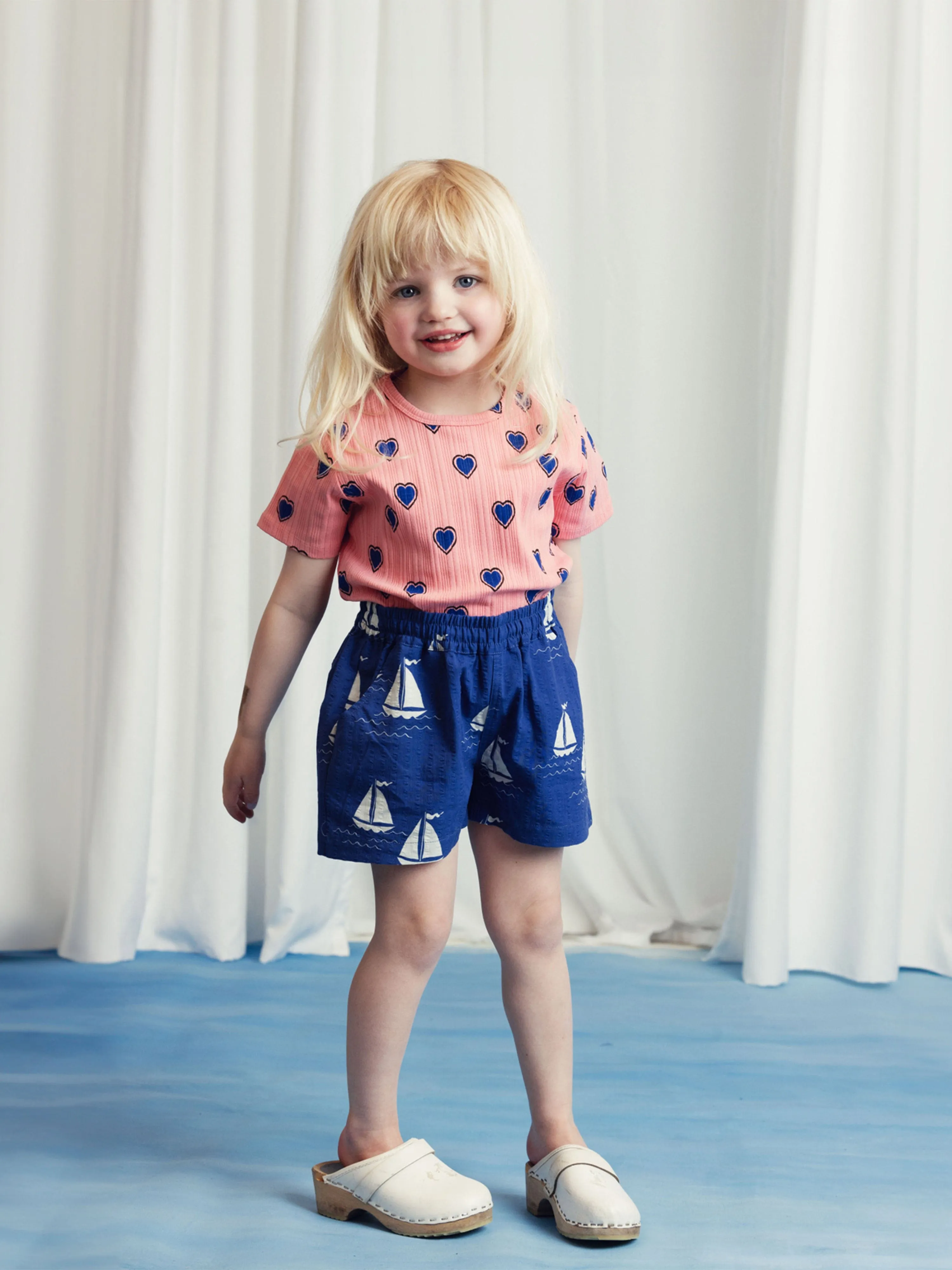 Mini Rodini Boys Sailing Boats AOP Shorts in Blue