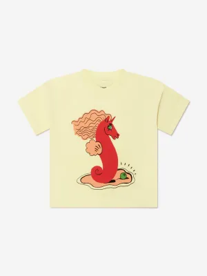 Mini Rodini Kids Unicorn Seahorse T-Shirt in Yellow