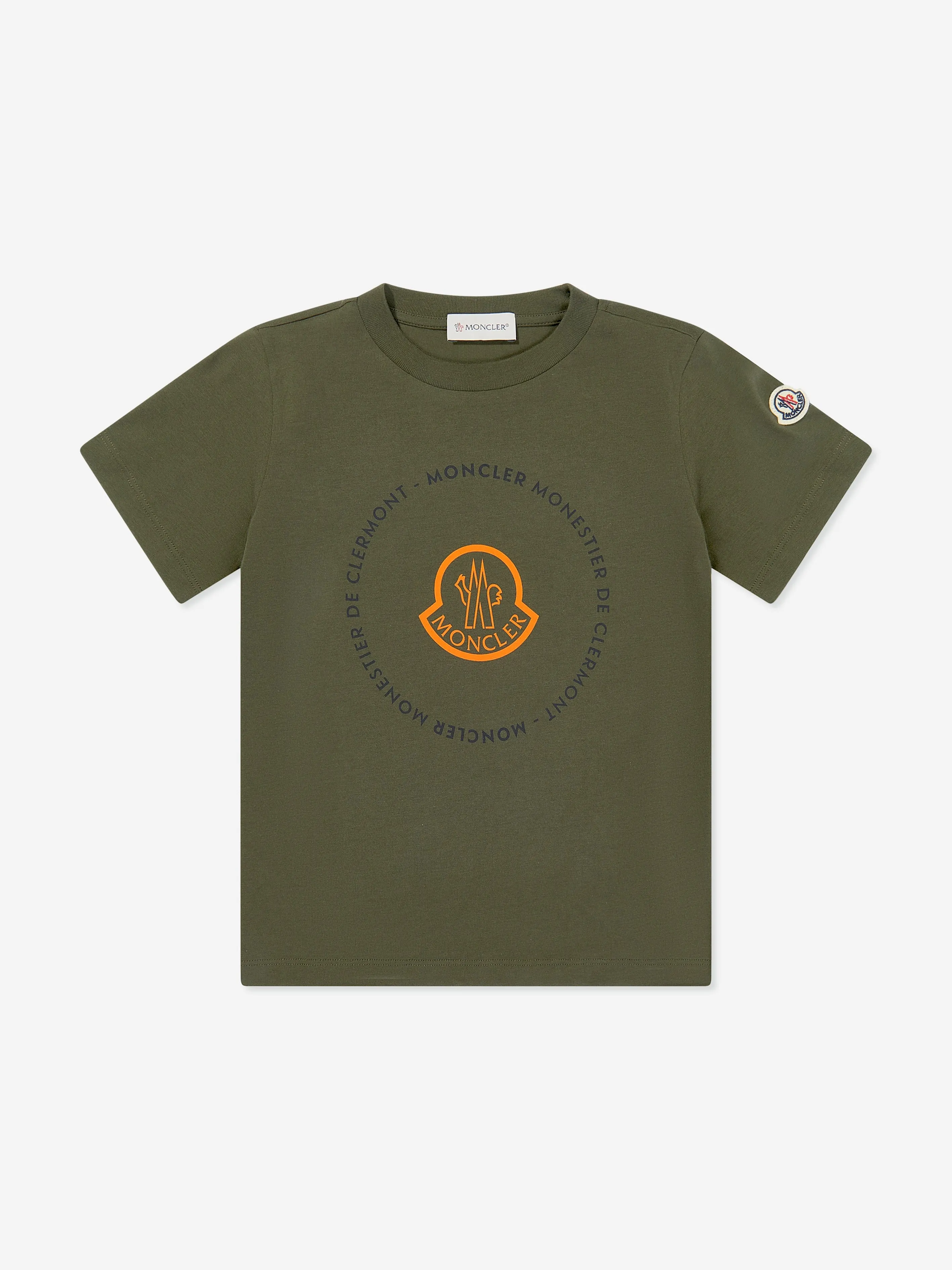 Moncler Enfant Boys Logo Print T-Shirt in Green