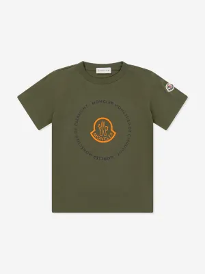 Moncler Enfant Boys Logo Print T-Shirt in Green