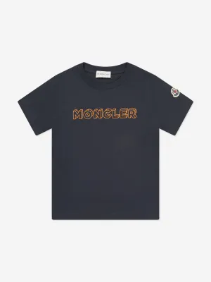 Moncler Enfant Boys Logo Print T-Shirt in Navy