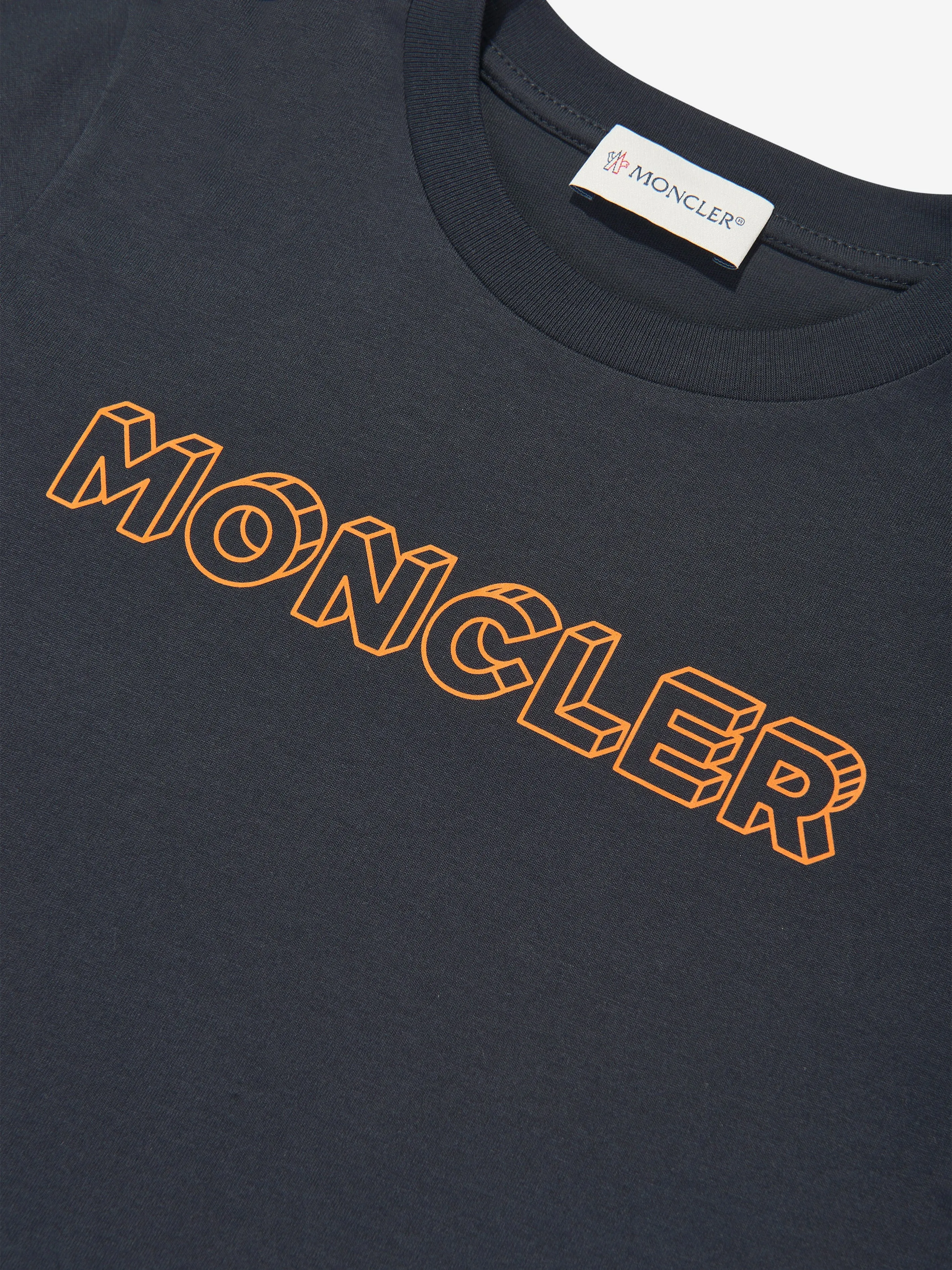Moncler Enfant Boys Logo Print T-Shirt in Navy