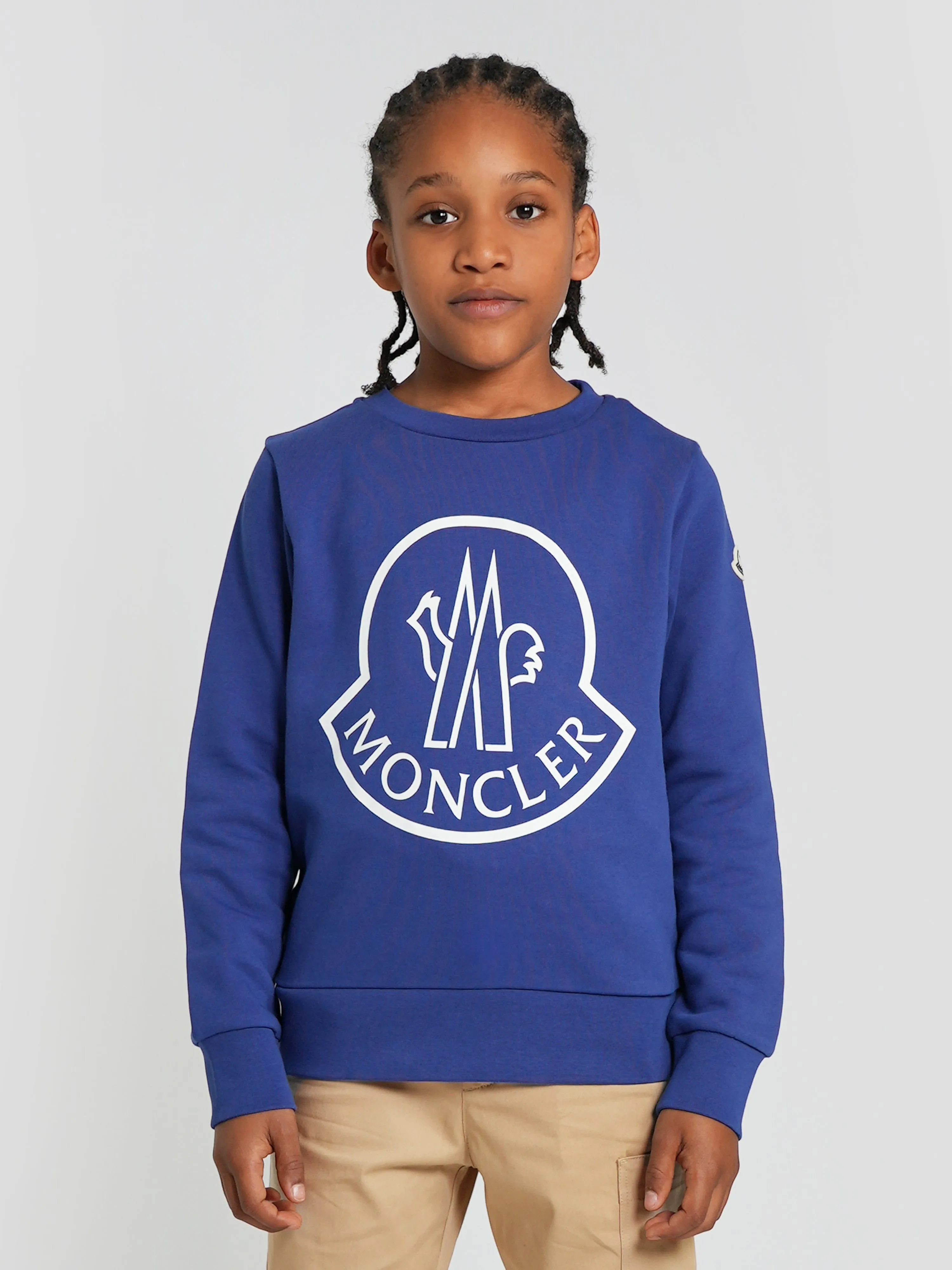 Moncler Enfant Boys Logo Sweatshirt in Blue