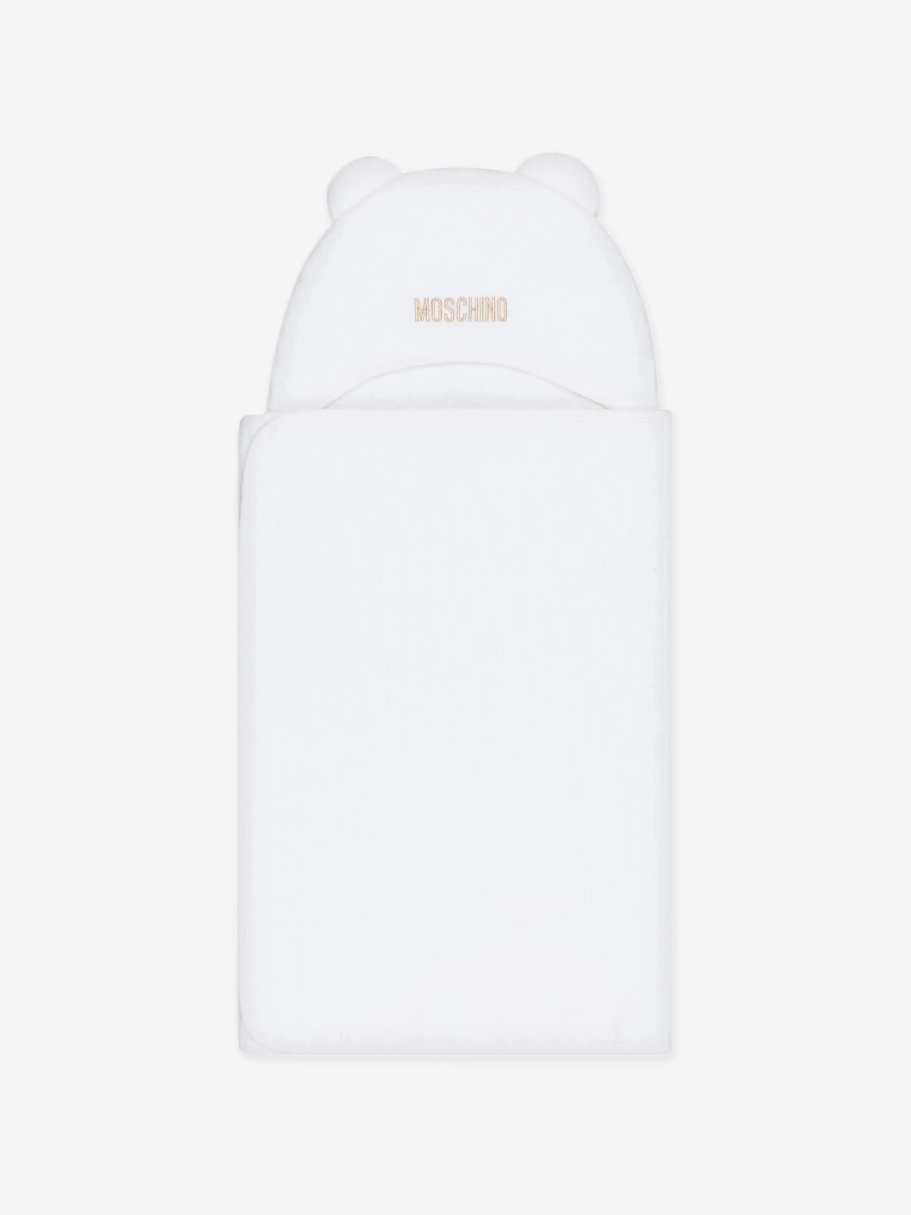 Moschino Baby Hooded Bath Towel with Ears in White (131cm)
