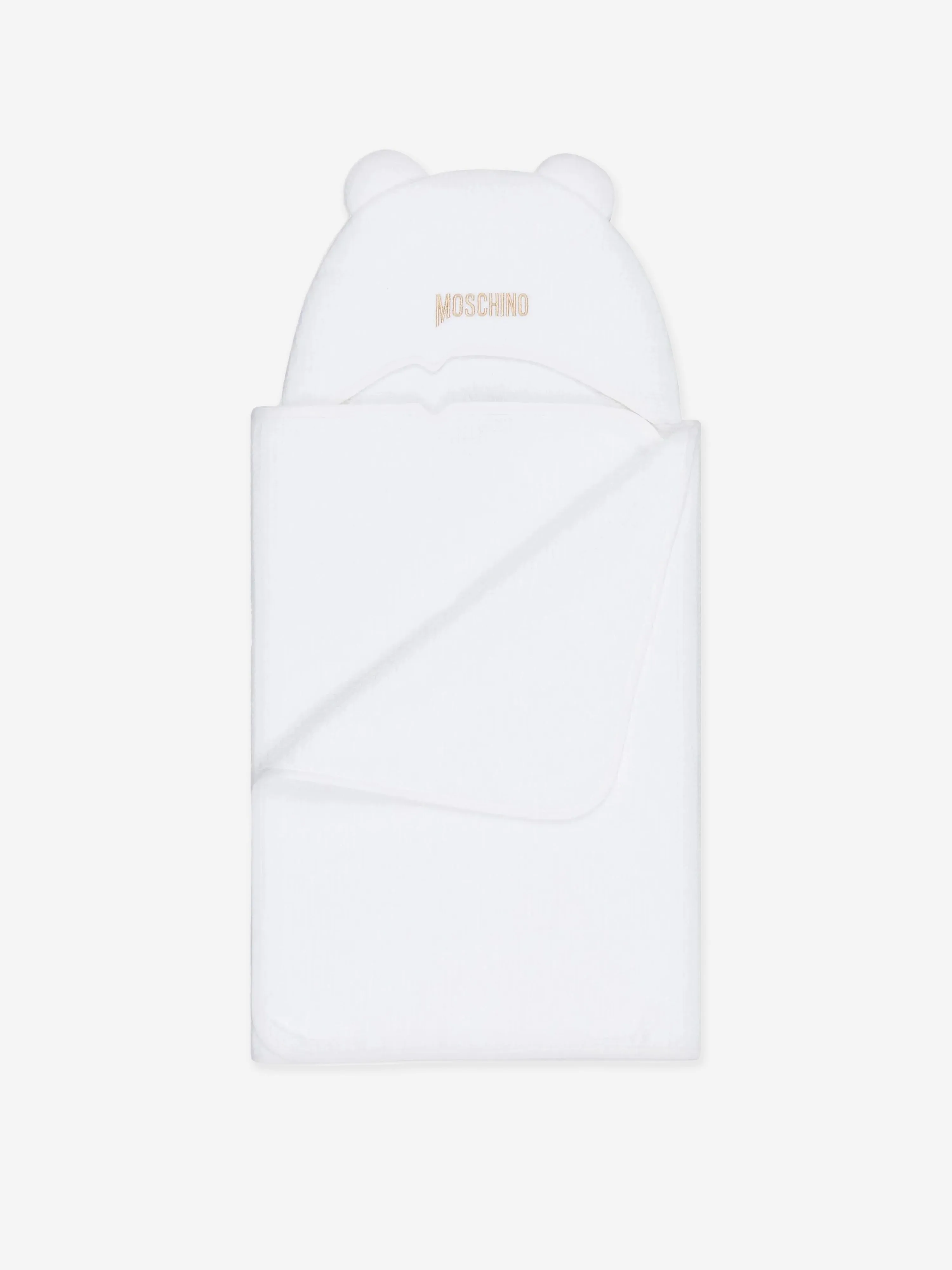 Moschino Baby Hooded Bath Towel with Ears in White (131cm)