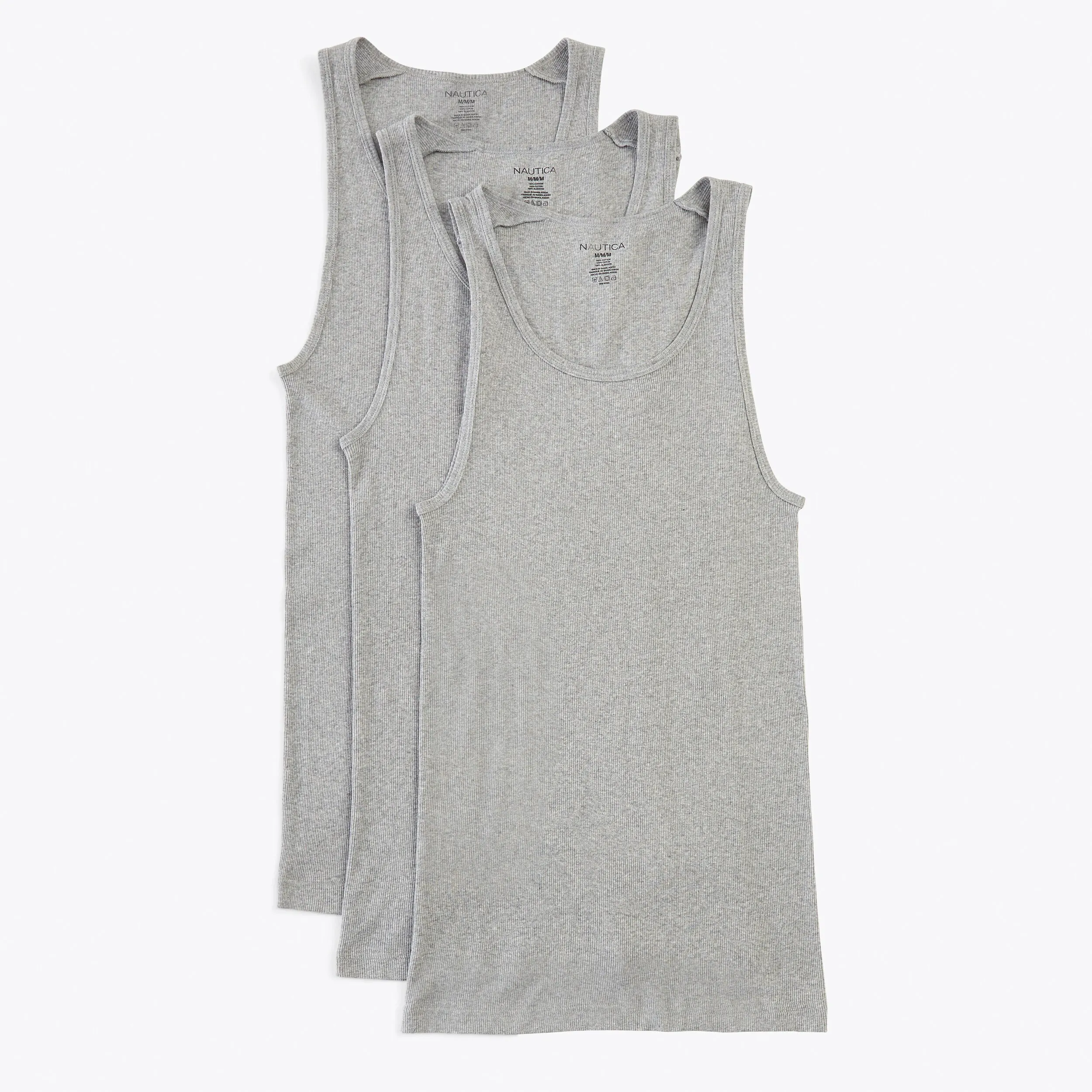 Nautica Mens Ribbed Tanks, 3-Pack Nautica Clothing