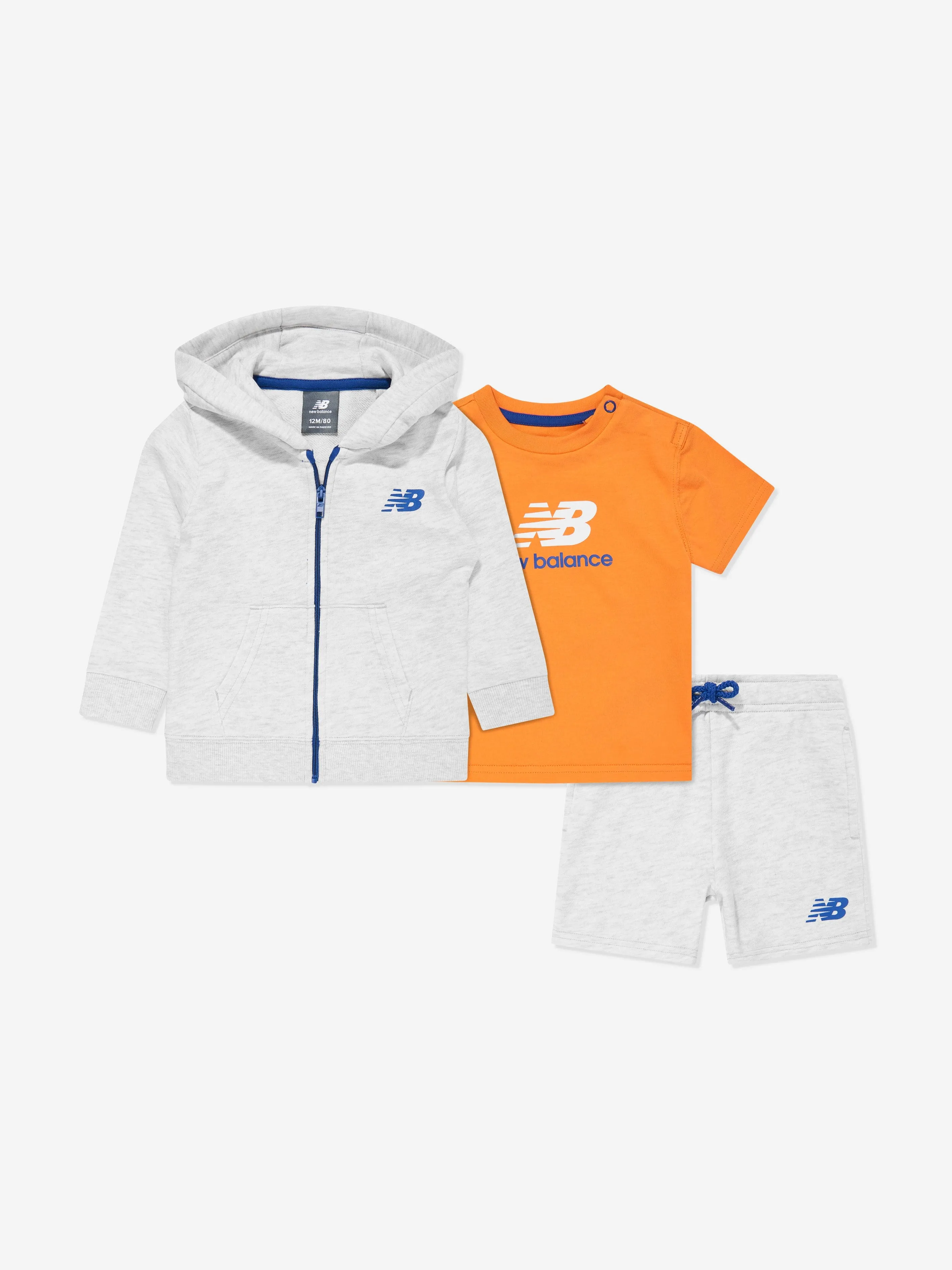 New Balance Boys 3 Piece Short Set in Grey
