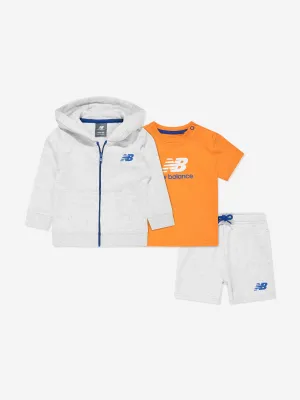 New Balance Boys 3 Piece Short Set in Grey