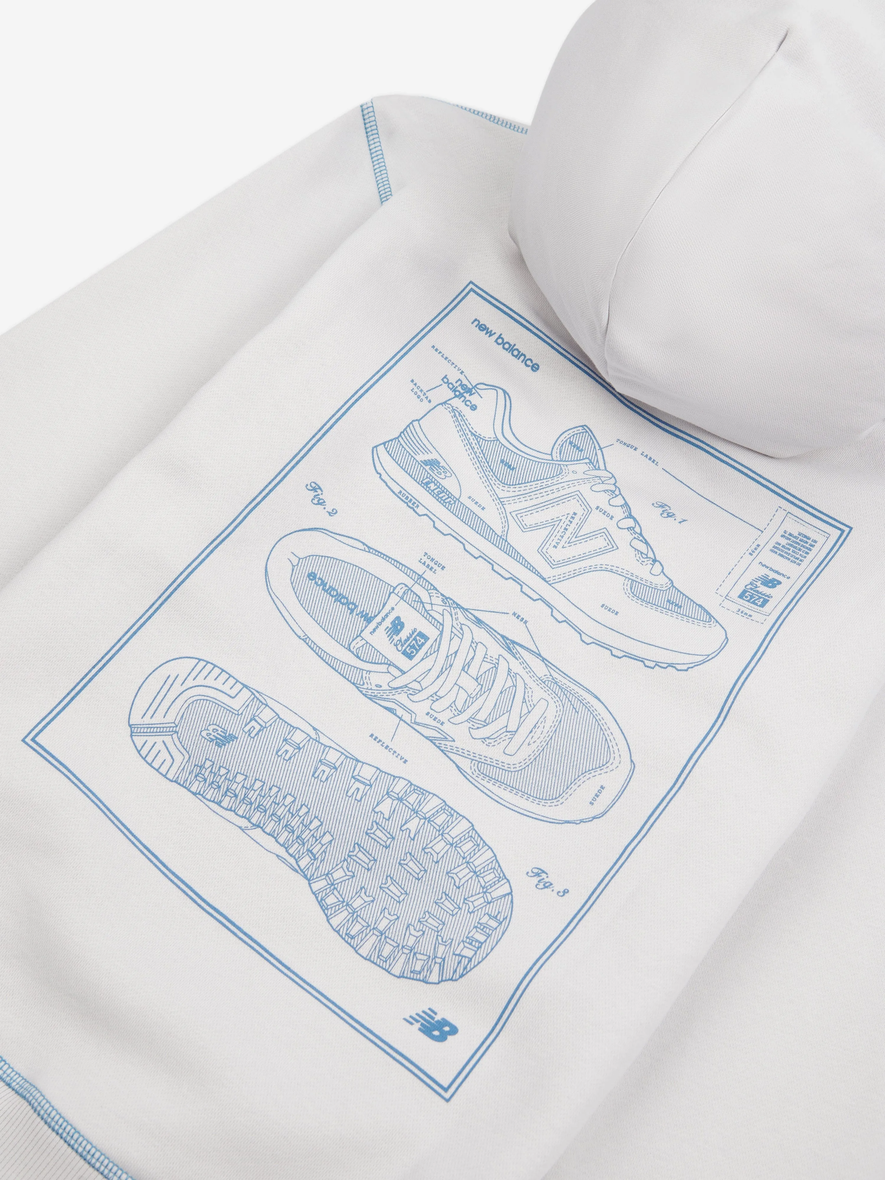 New Balance Boys 574 Diagram Hoodie in Grey