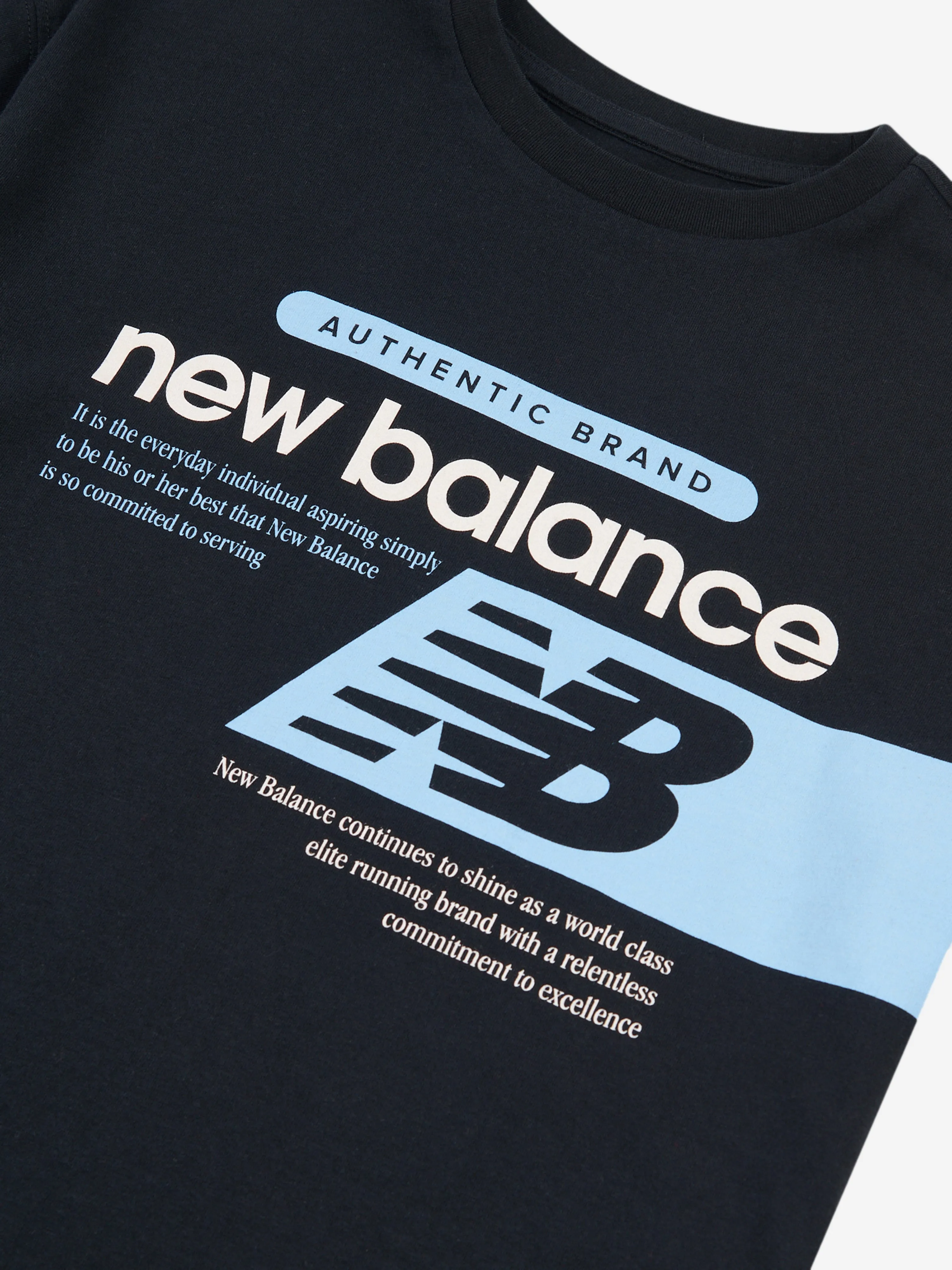 New Balance Boys Authentic Brand Players Graphic T-Shirt in Black