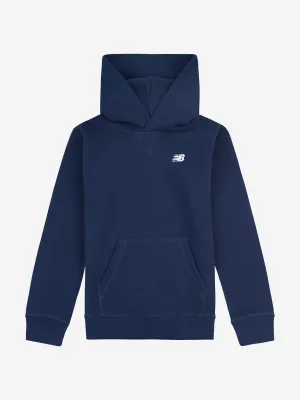 New Balance Boys French Terry Small Logo Hoodie in Navy