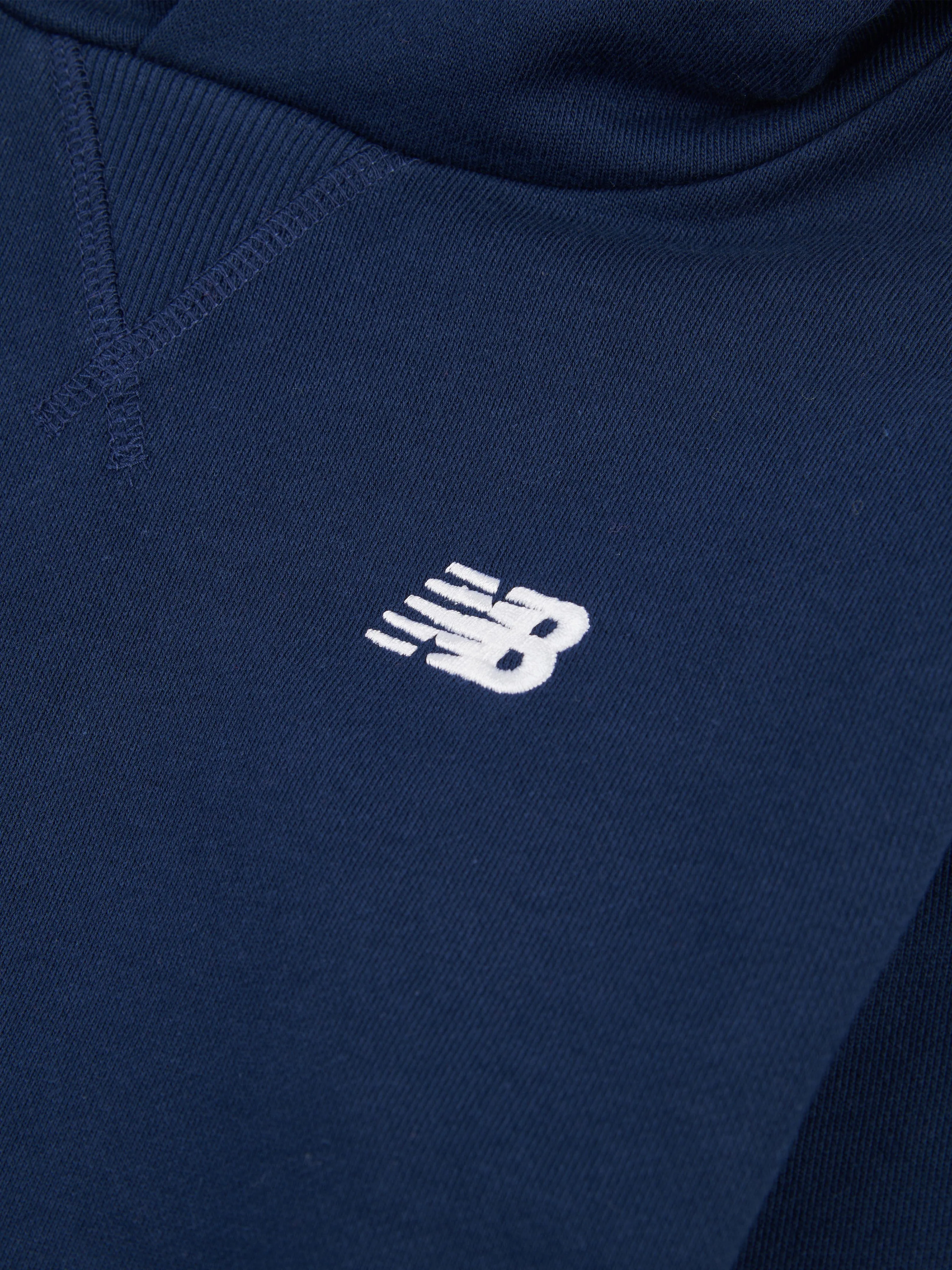 New Balance Boys French Terry Small Logo Hoodie in Navy