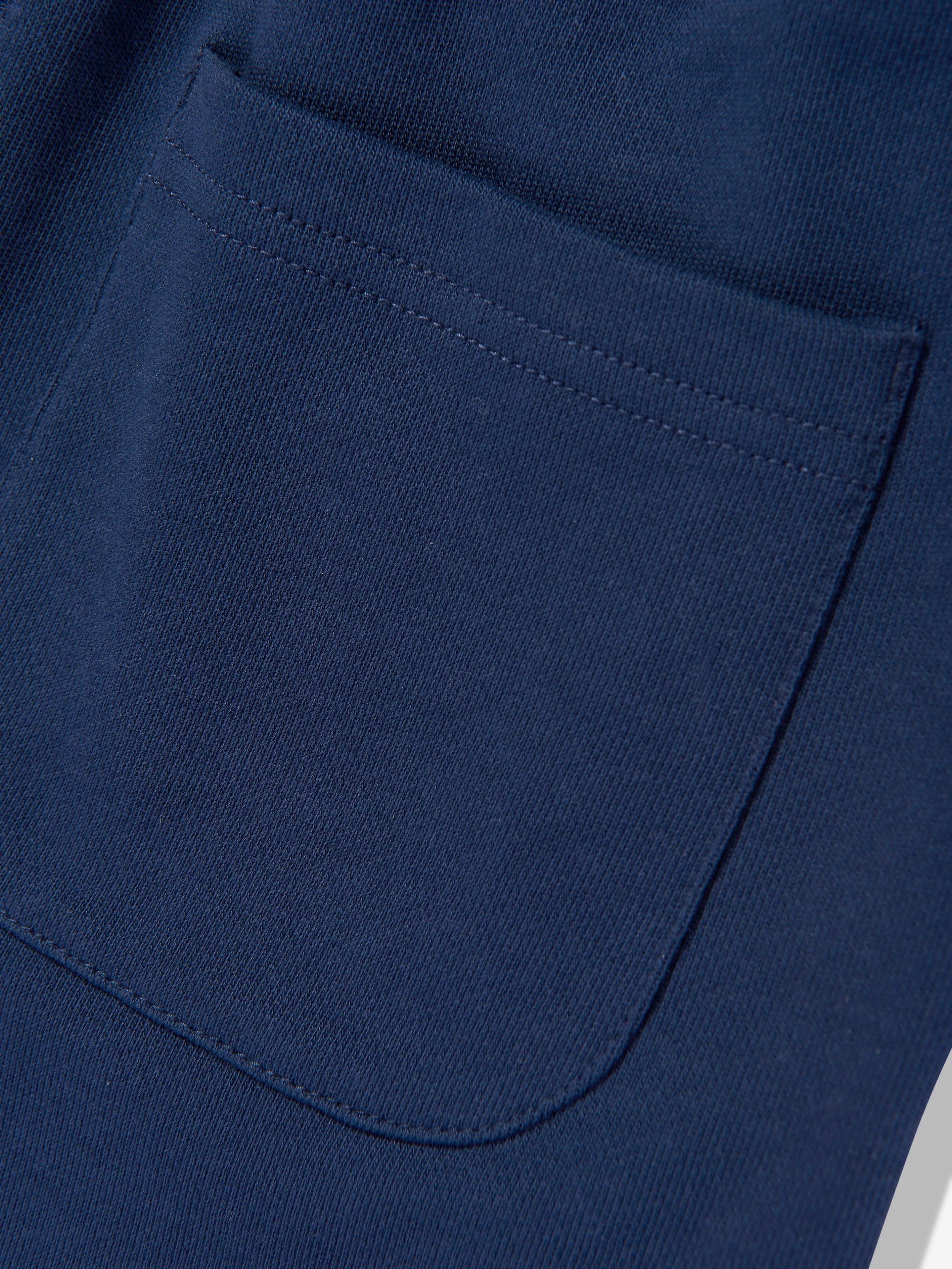 New Balance Boys French Terry Small Logo Shorts in Navy